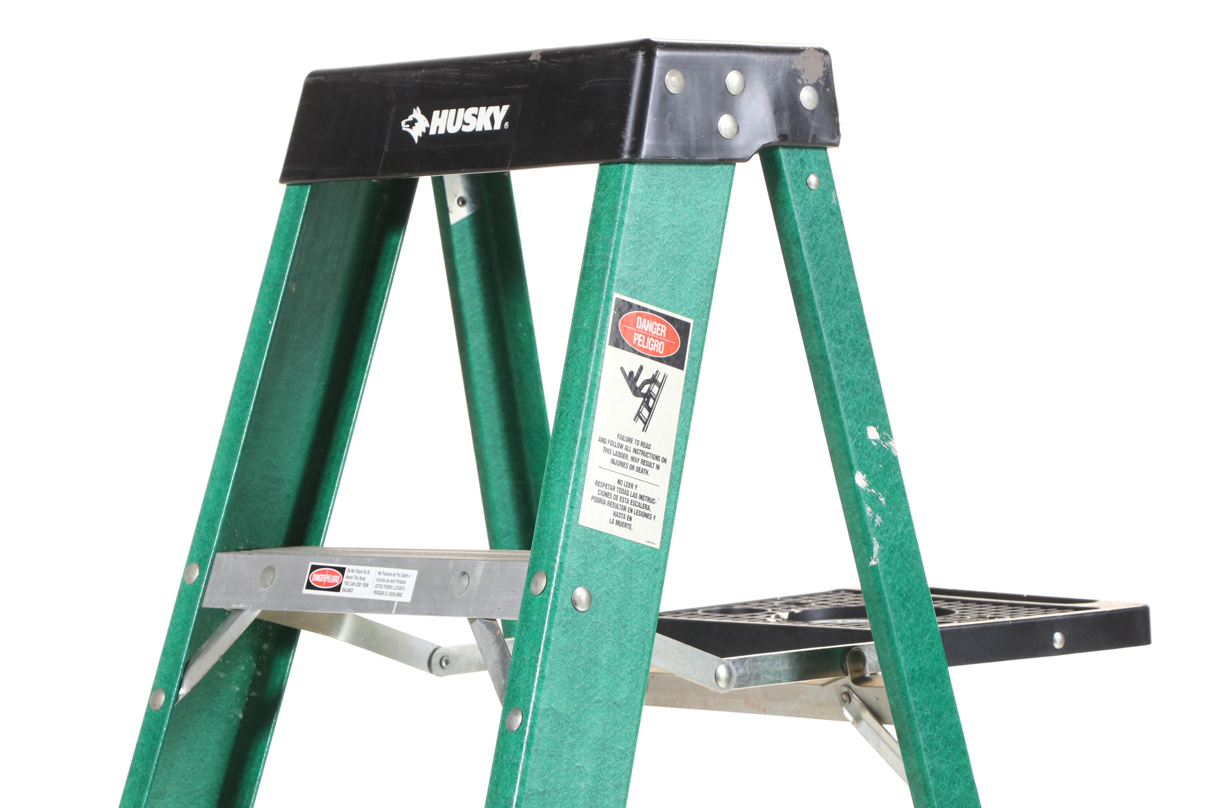 Husky and Werner Aluminum and Fiberglass Step Ladders