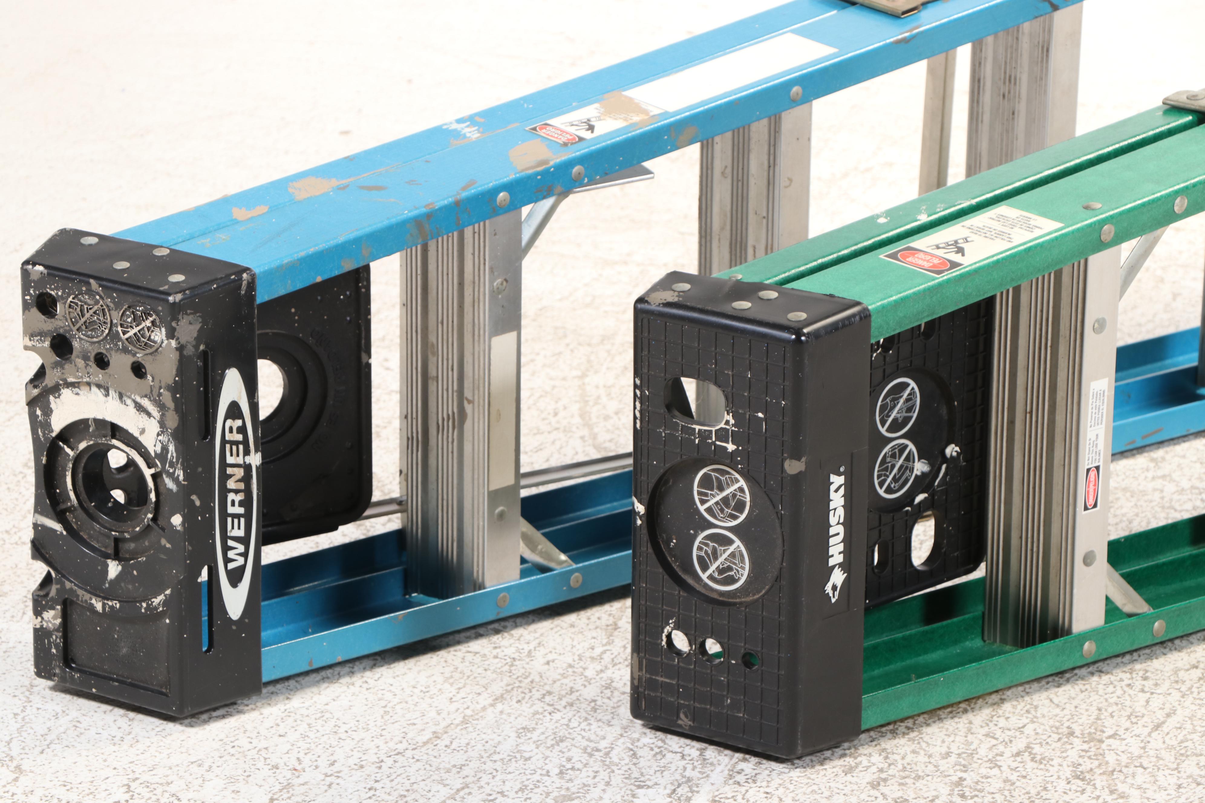 Husky and Werner Aluminum and Fiberglass Step Ladders