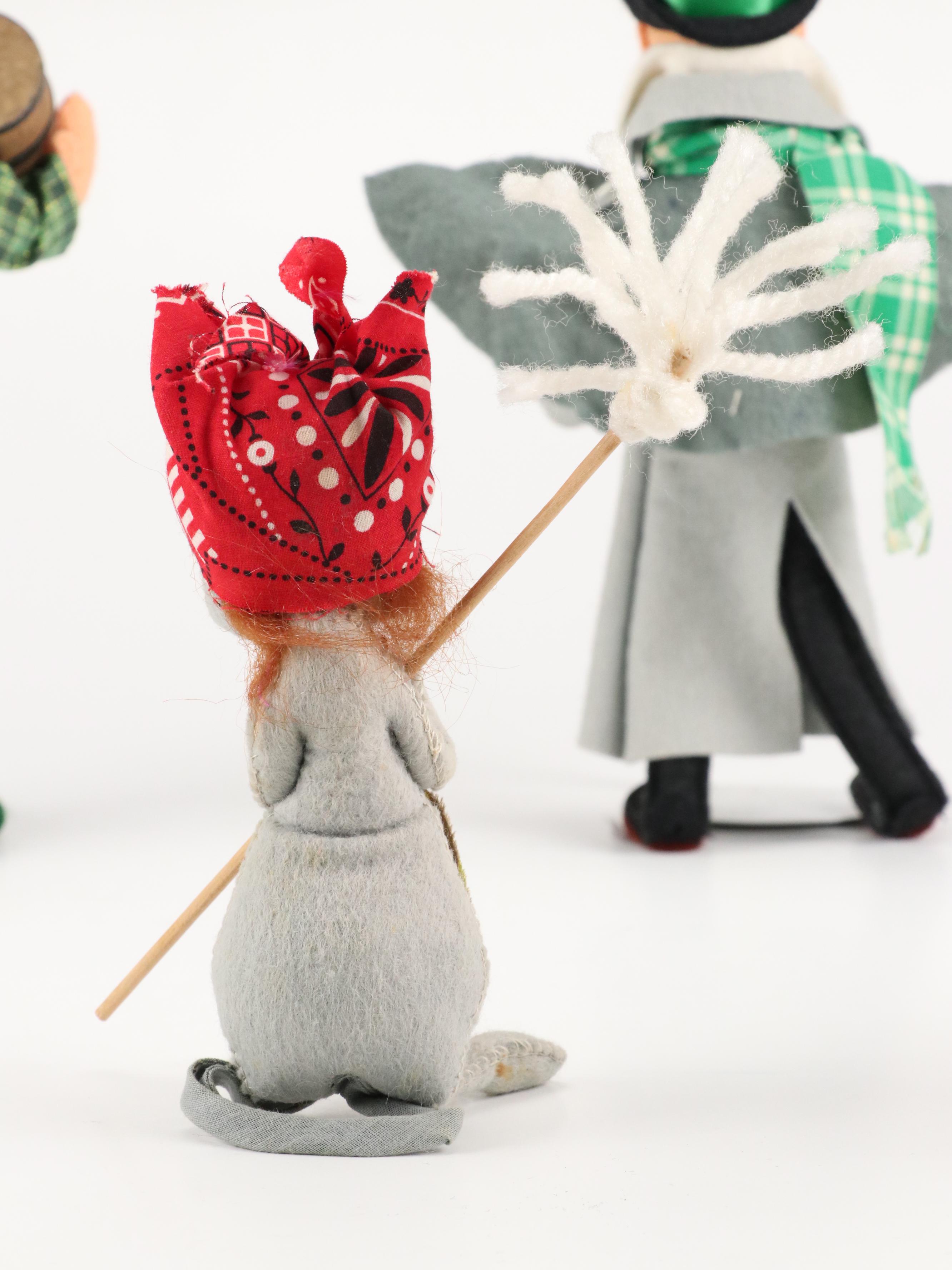 Annalee Mobilitee Chimney Sweep Mouse and Other Dolls, Mid to Late 20th Century