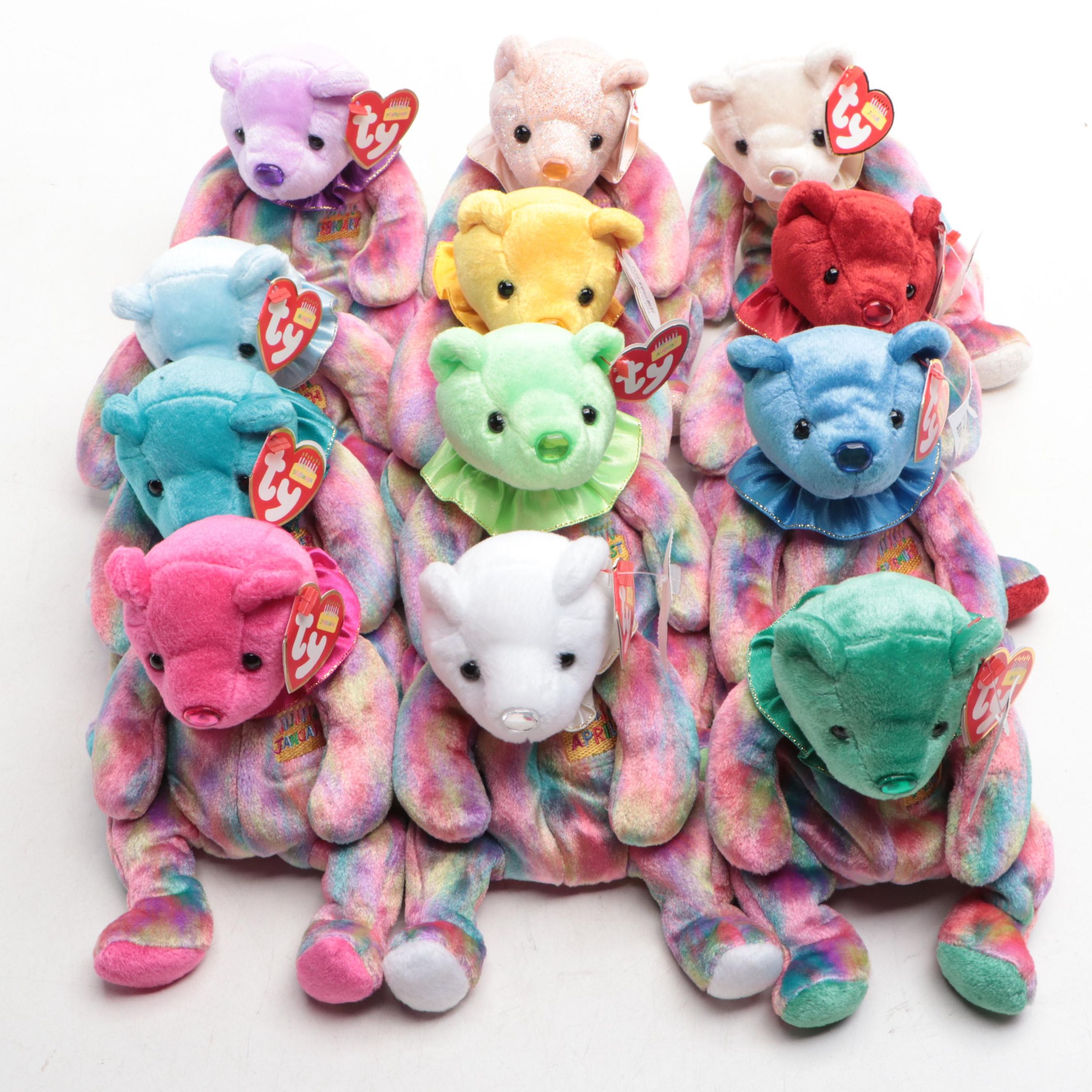 Ty Beanie Babies Birthday Bears, Complete Set of Twelve, 2001