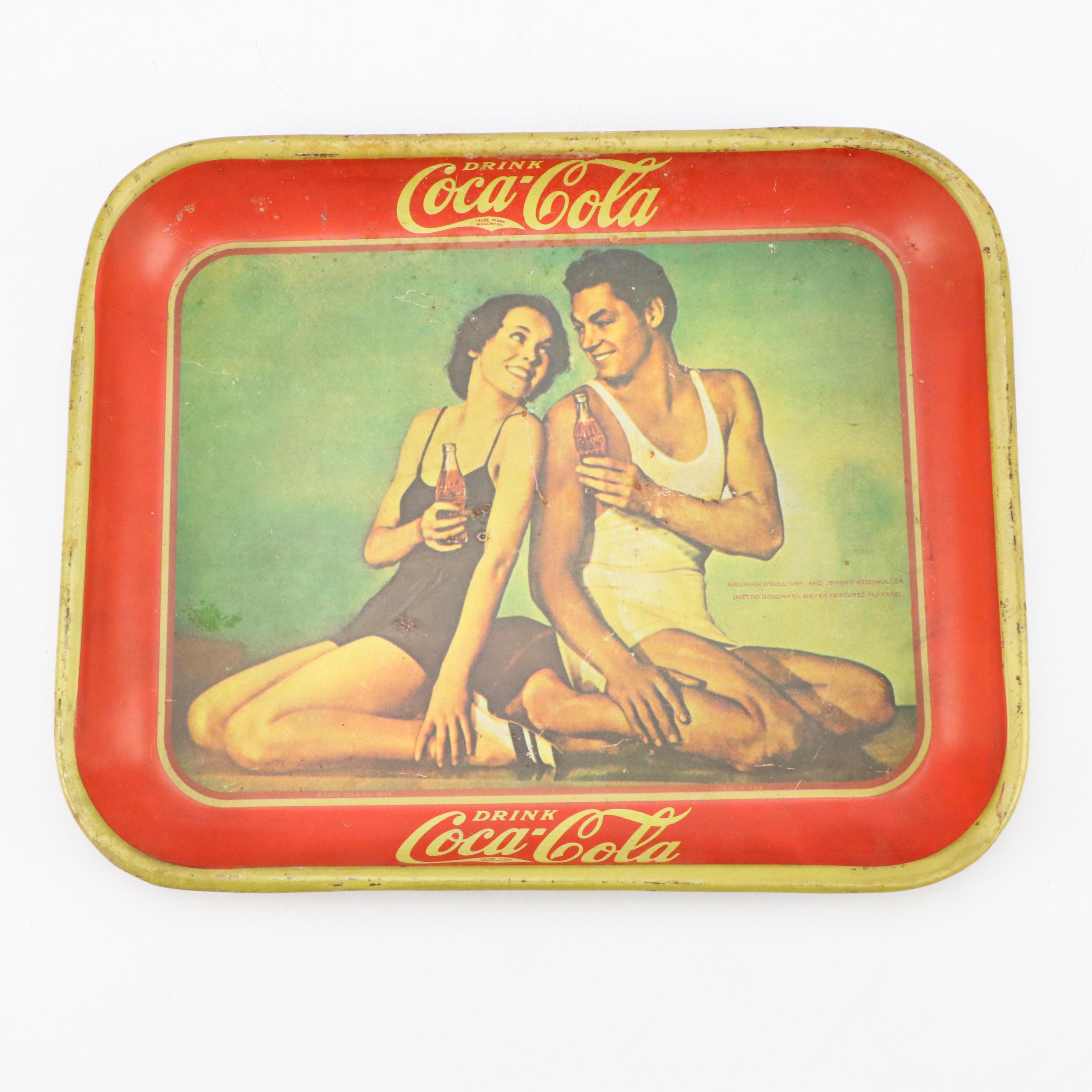 Coca-Cola Tin Litho Bar Tip Trays, Vintage