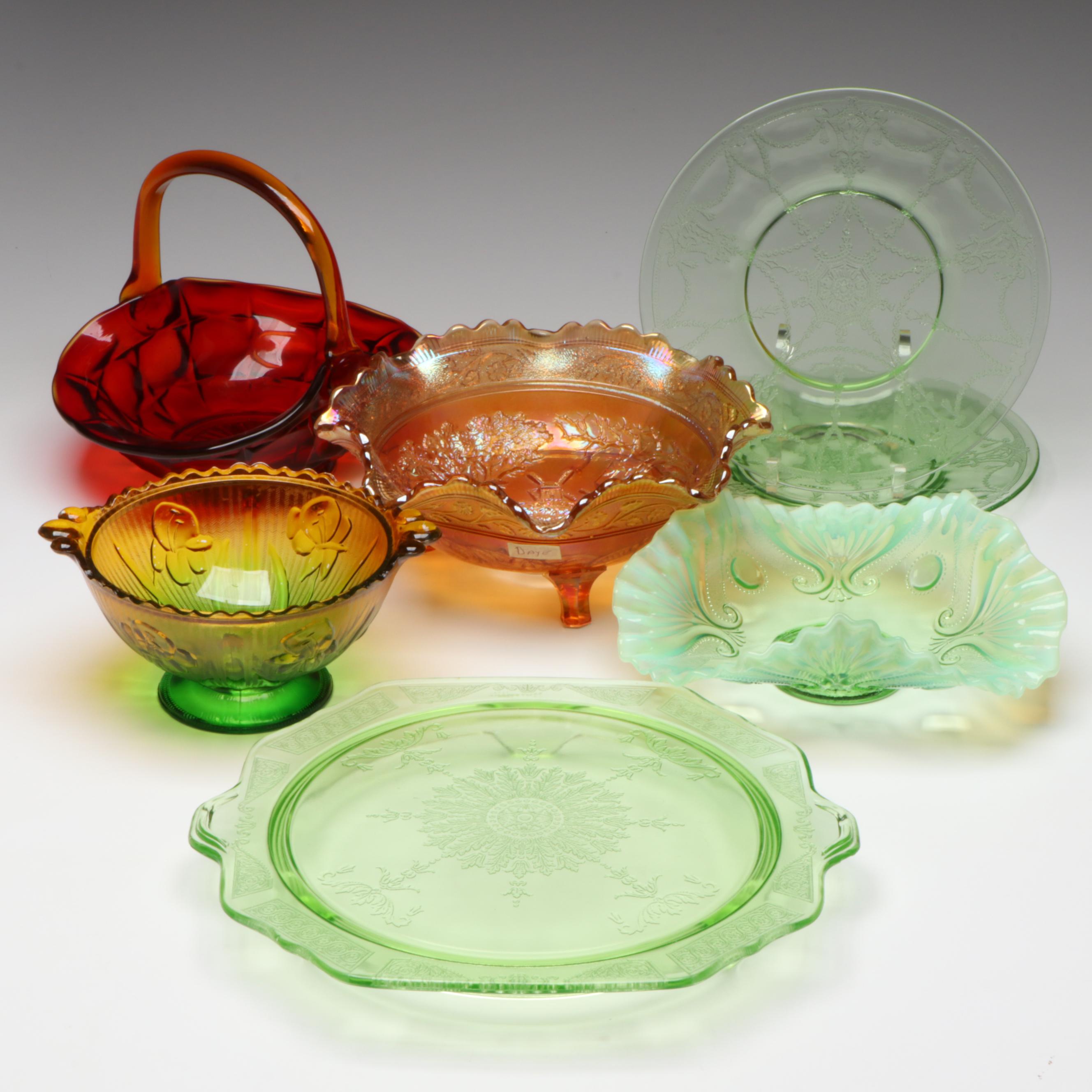 Hocking "Princess" Cake Plate and "Cameo" Plates and Other Table Accessories