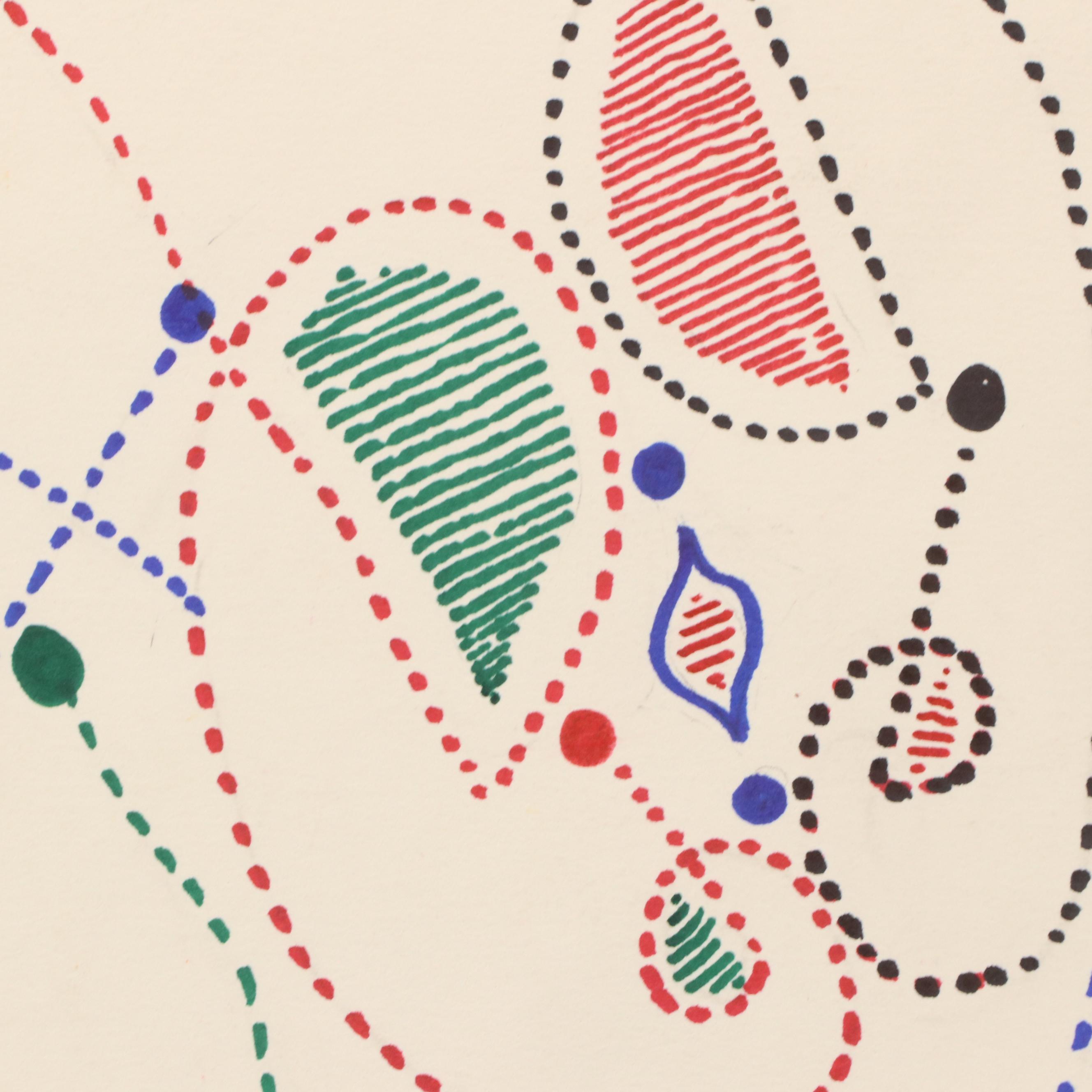 Achillo “Achi” Sullo Biomorphic Ink Drawing, Mid to Late 20th Century