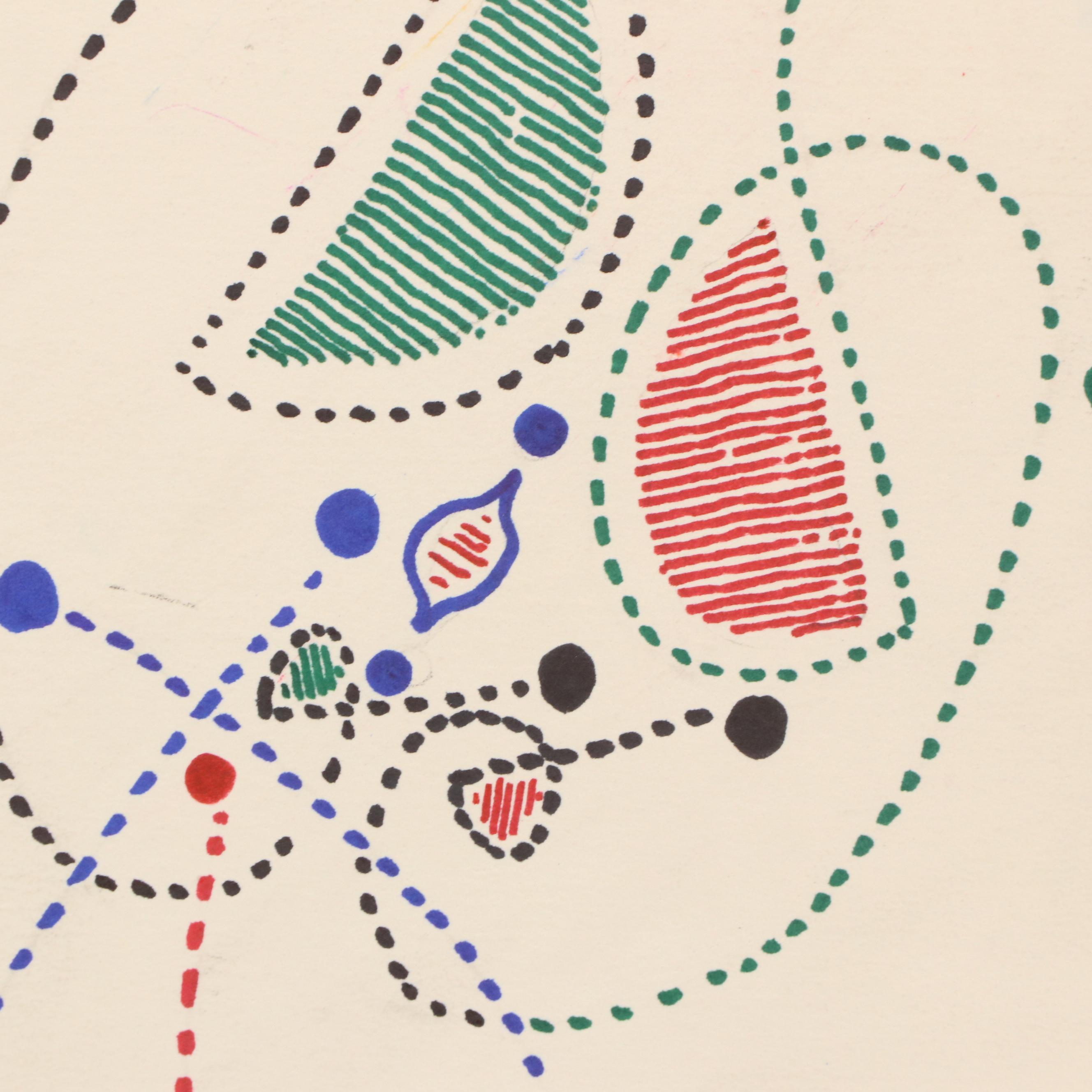 Achillo “Achi” Sullo Biomorphic Ink Drawing, Mid to Late 20th Century