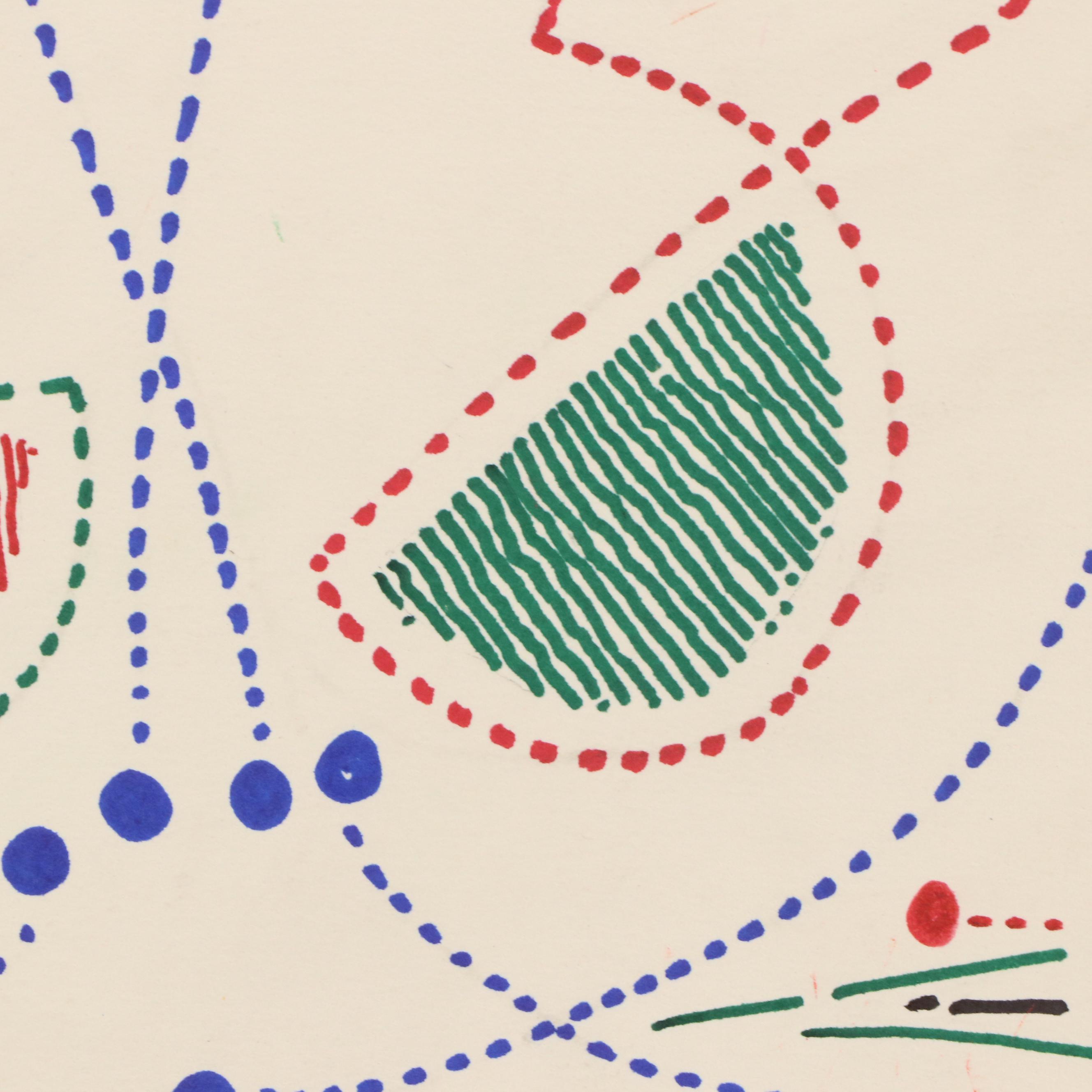 Achillo “Achi” Sullo Biomorphic Ink Drawing, Mid to Late 20th Century