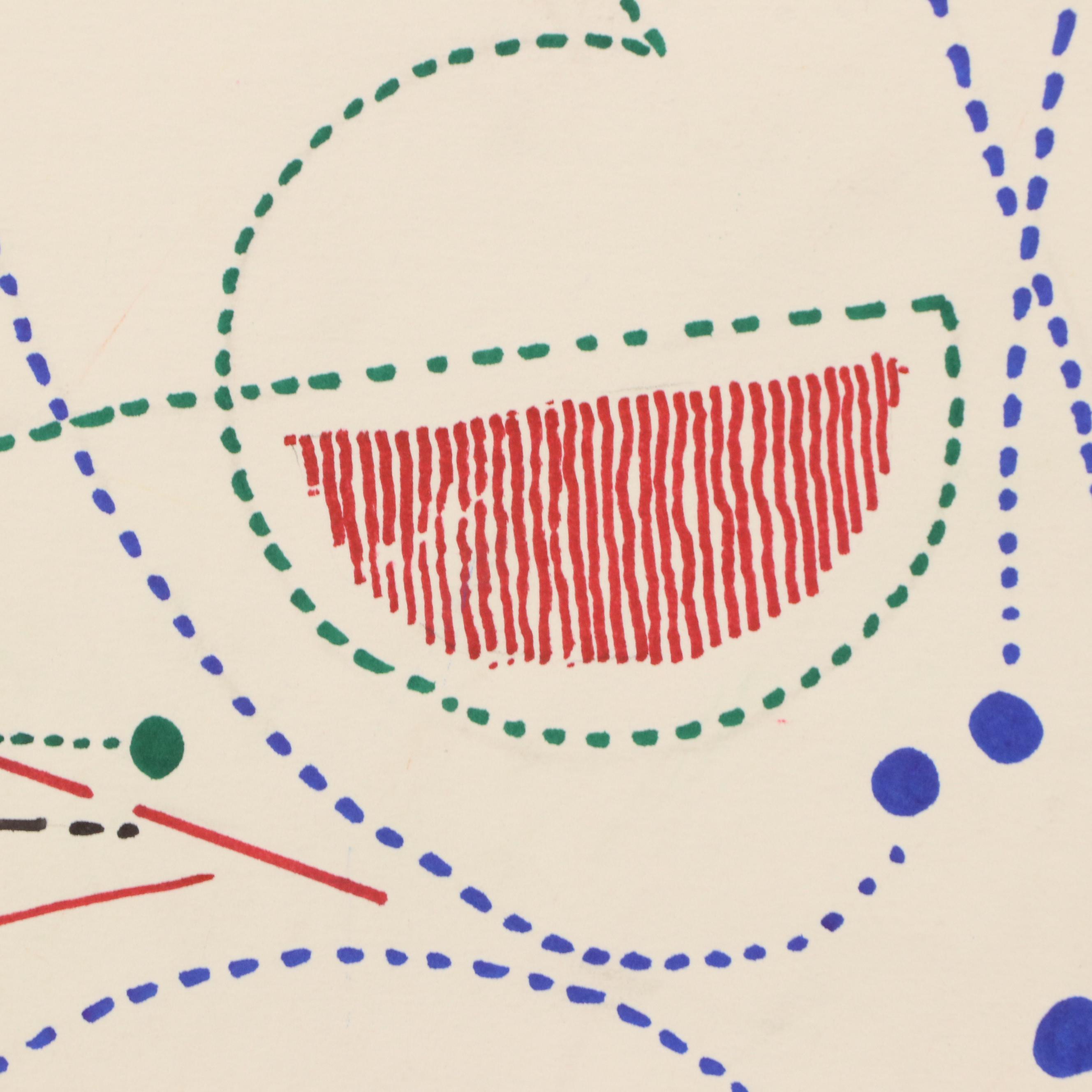 Achillo “Achi” Sullo Biomorphic Ink Drawing, Mid to Late 20th Century