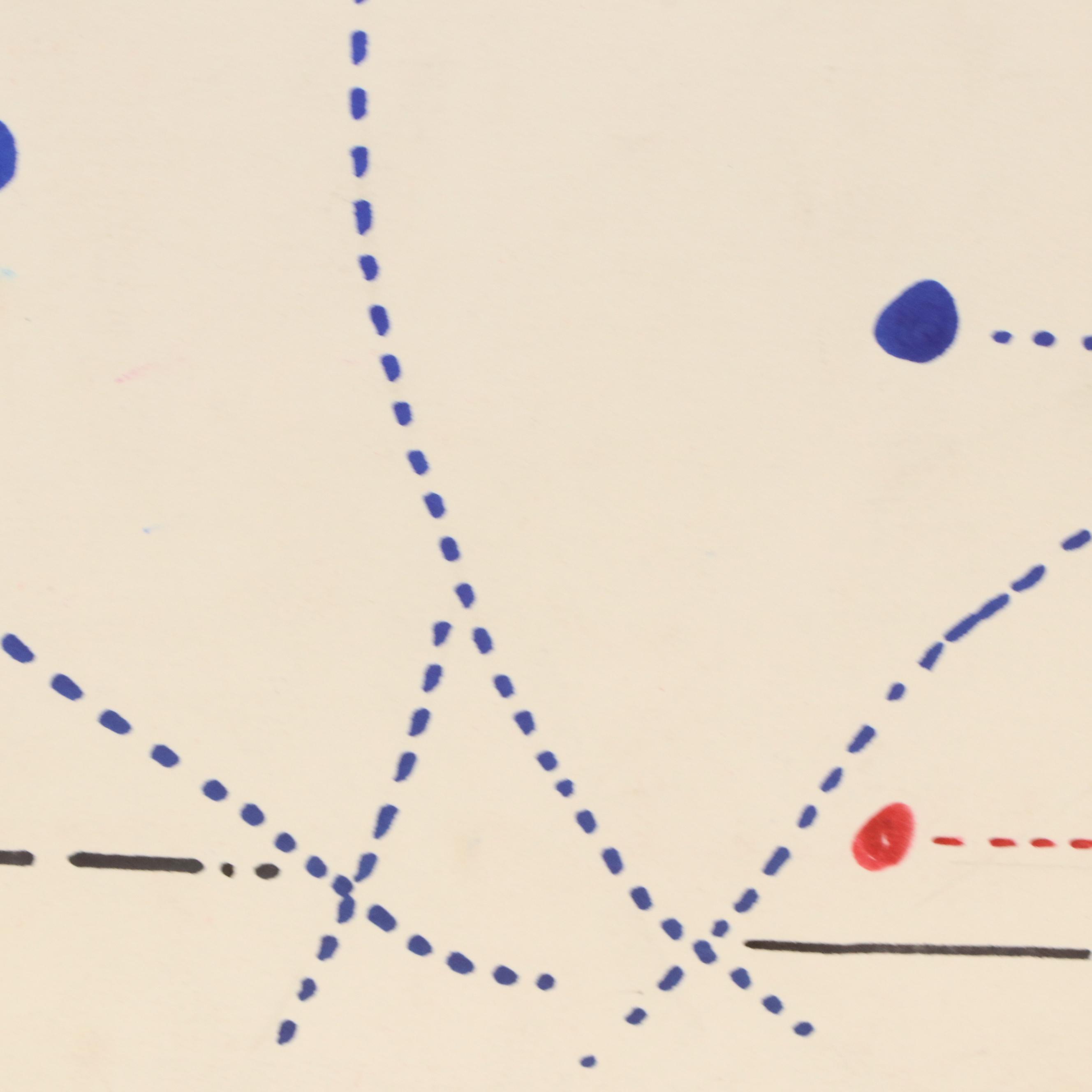 Achillo “Achi” Sullo Biomorphic Ink Drawing, Mid to Late 20th Century
