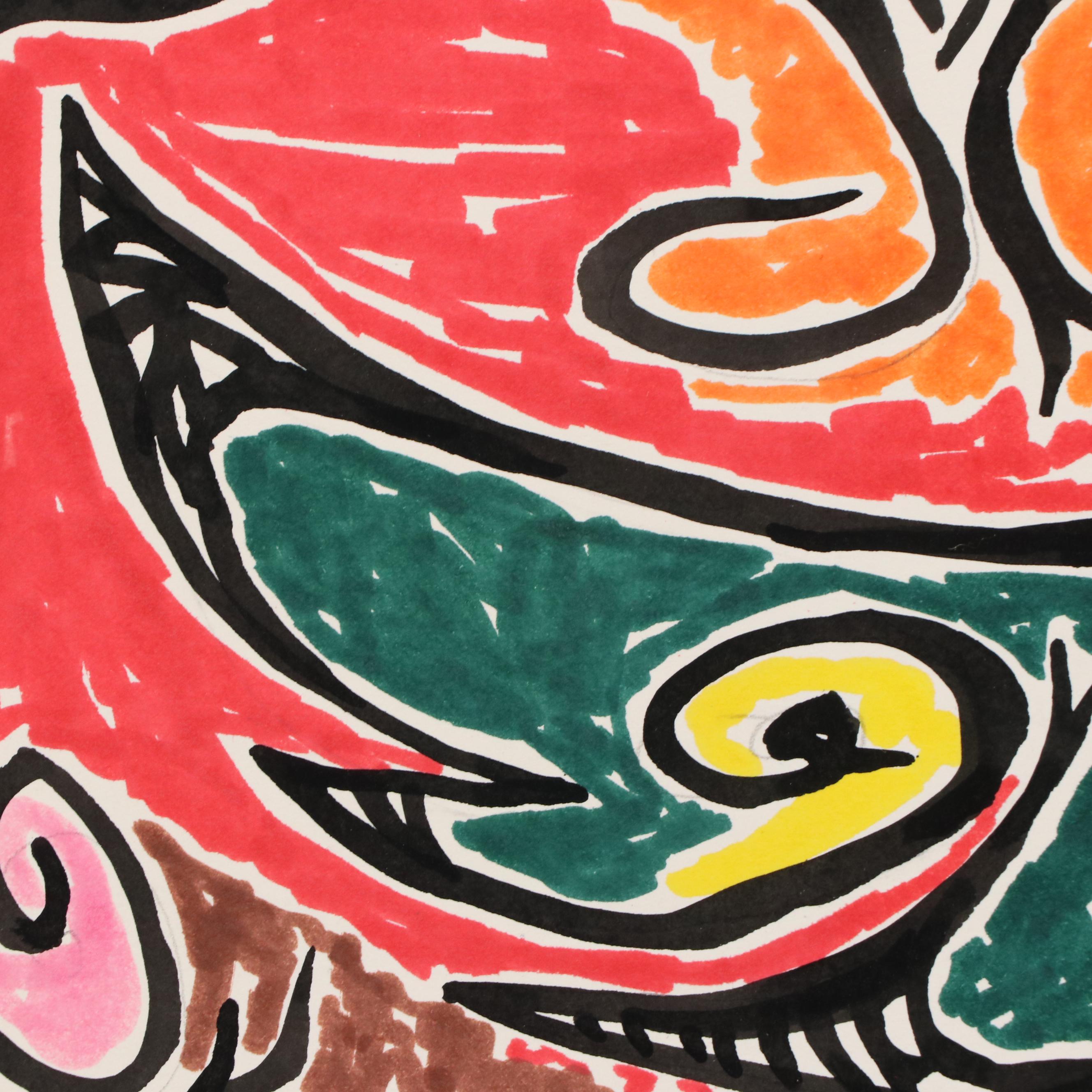 Achillo “Achi” Sullo Abstract Ink Drawing, Mid to Late 20th Century