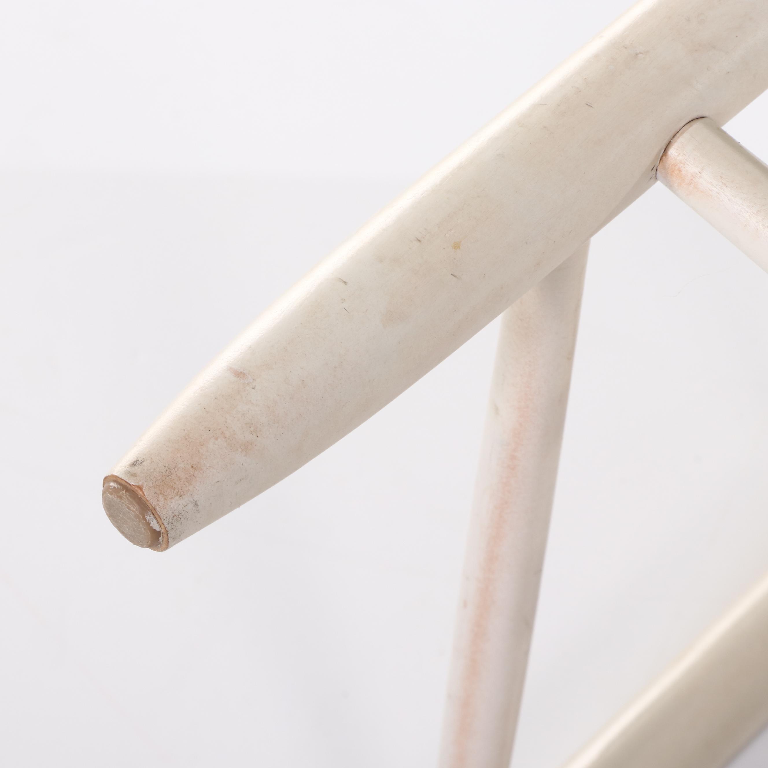 Two Nichols & Stone Co. Shaker Style Painted and Tape-Woven Counter Stools