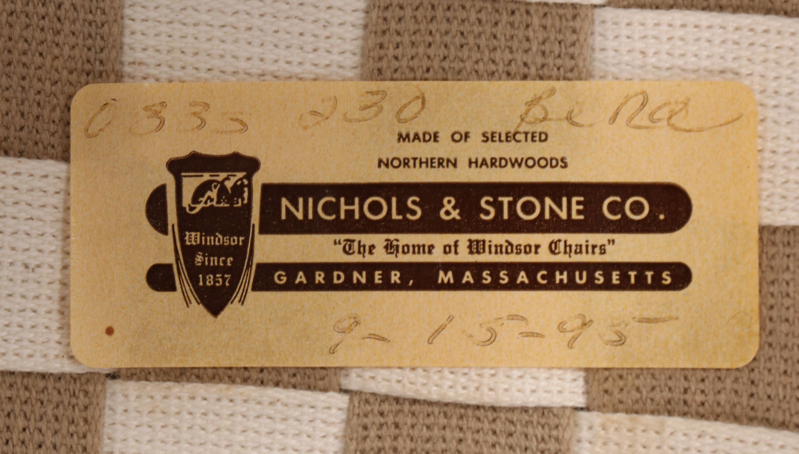 Two Nichols & Stone Co. Shaker Style Painted and Tape-Woven Counter Stools