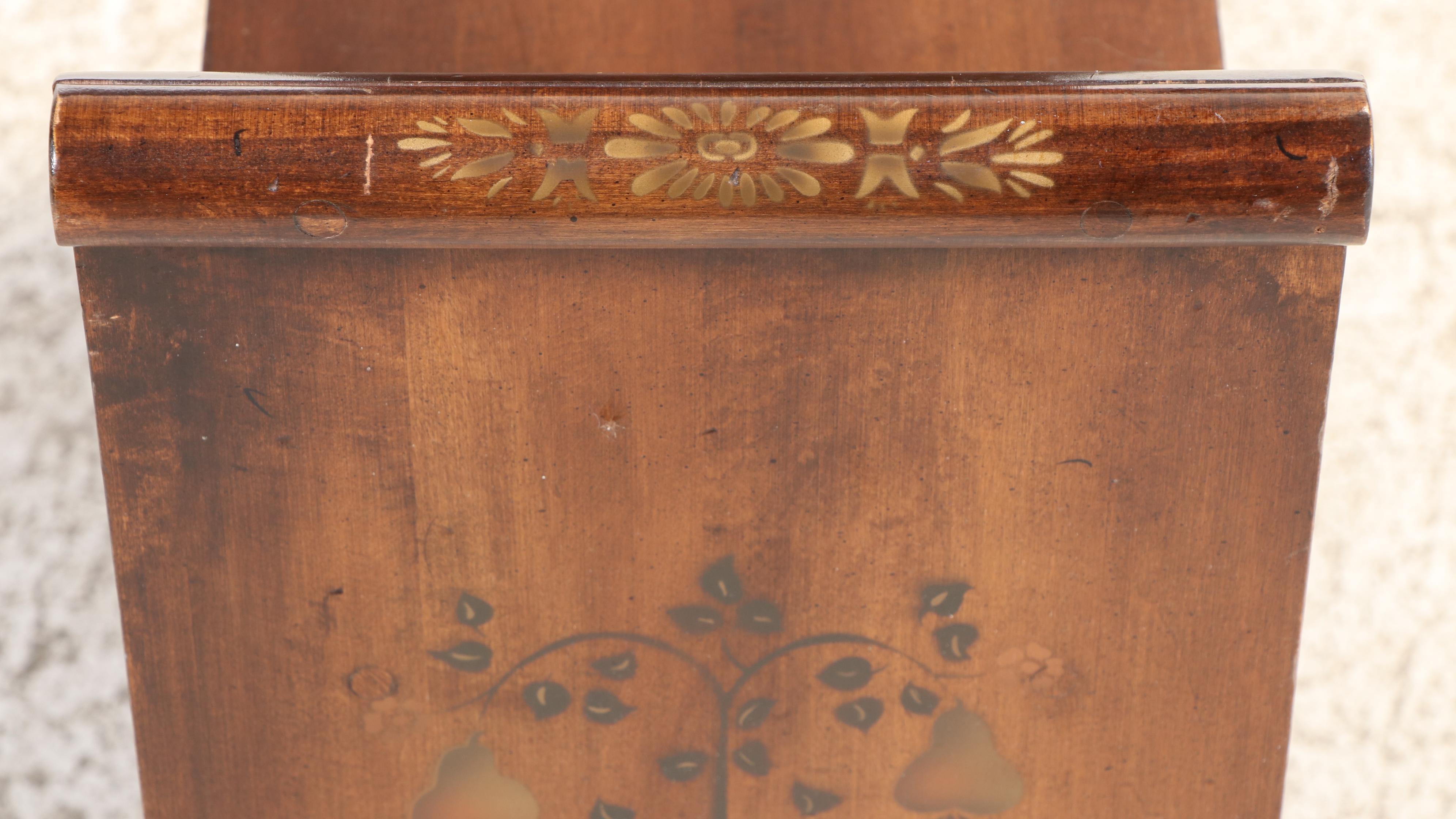 L. Hitchcock Maple and Gilt-Stenciled Bucket Bench, 20th Century