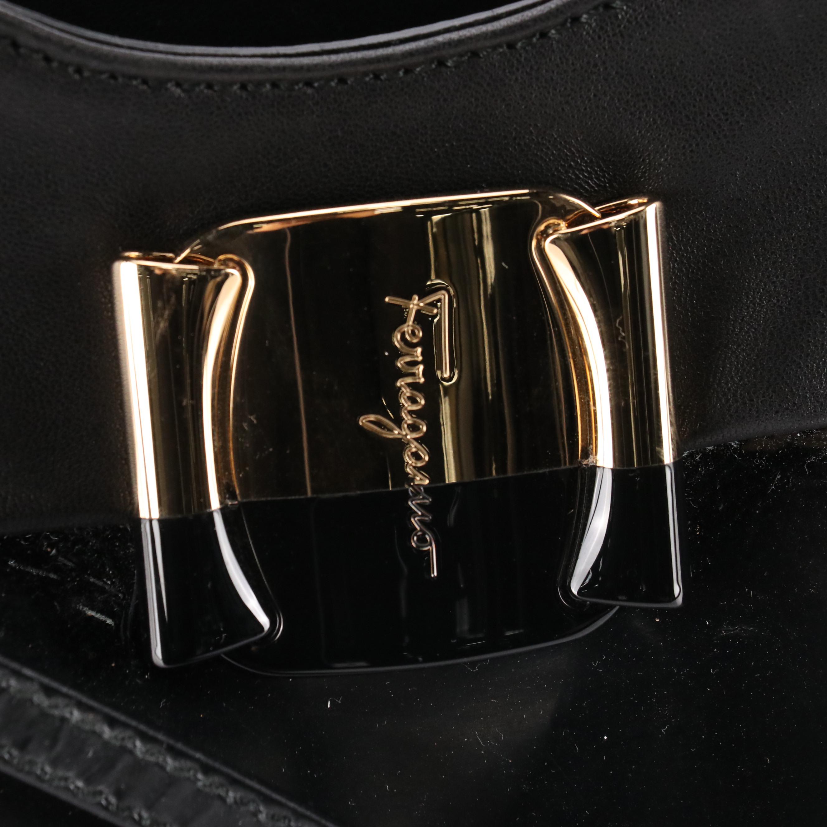 Salvatore Ferragamo Lambskin and Glazed Leather Two-Way Bag