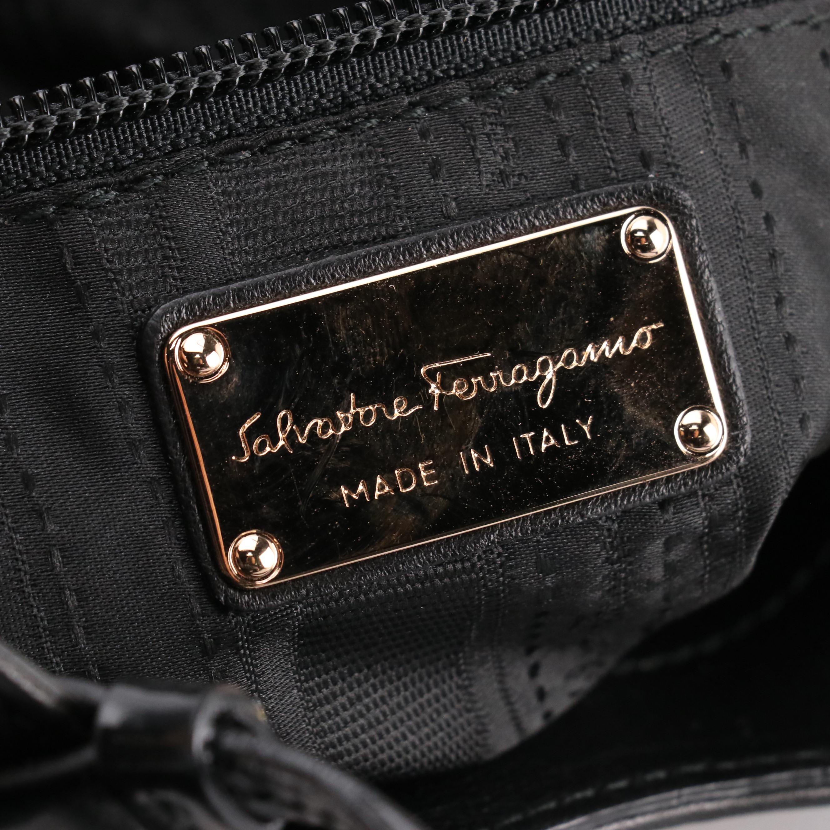 Salvatore Ferragamo Lambskin and Glazed Leather Two-Way Bag