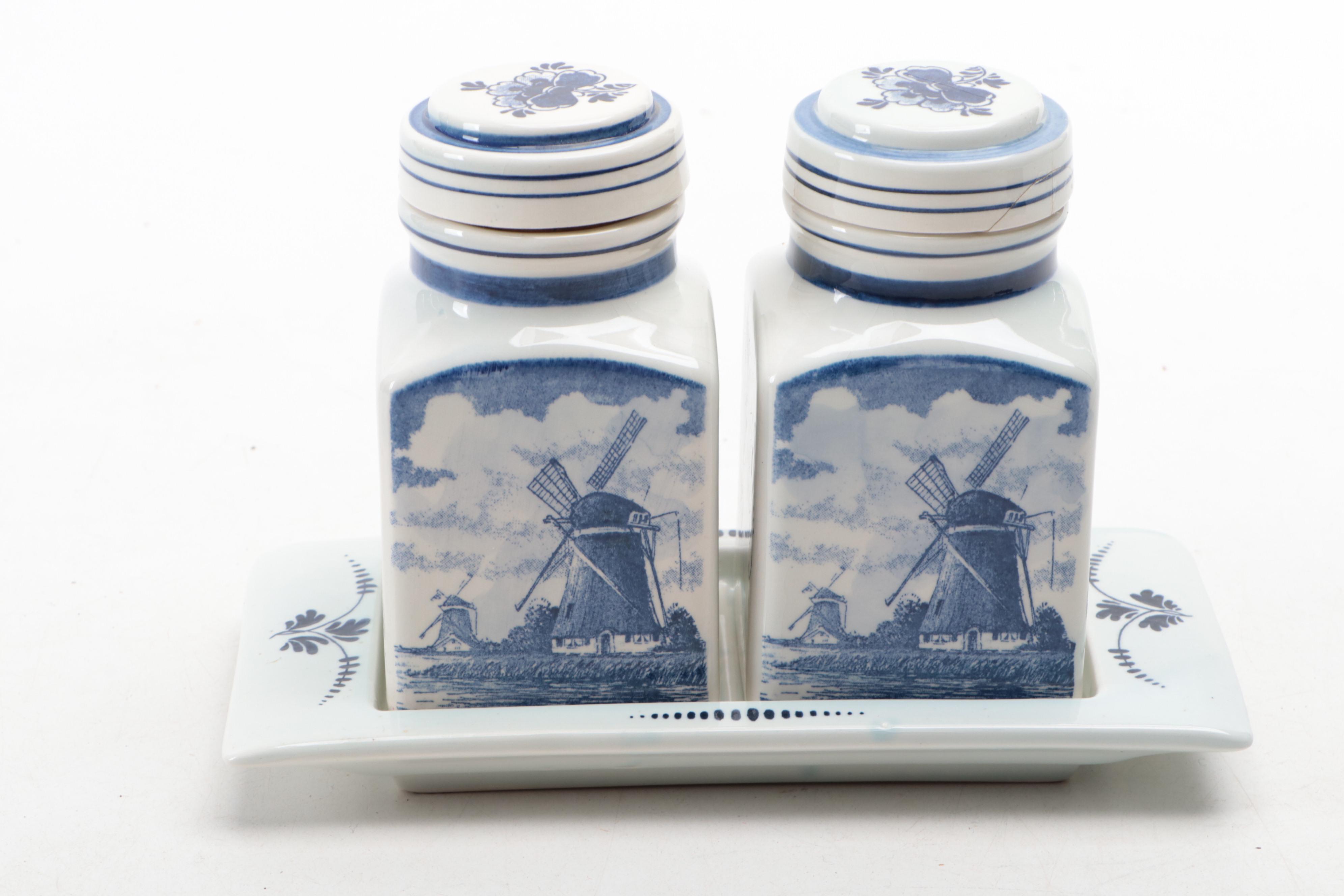 Delft Blue Ceramic Apothecary Jars with Others