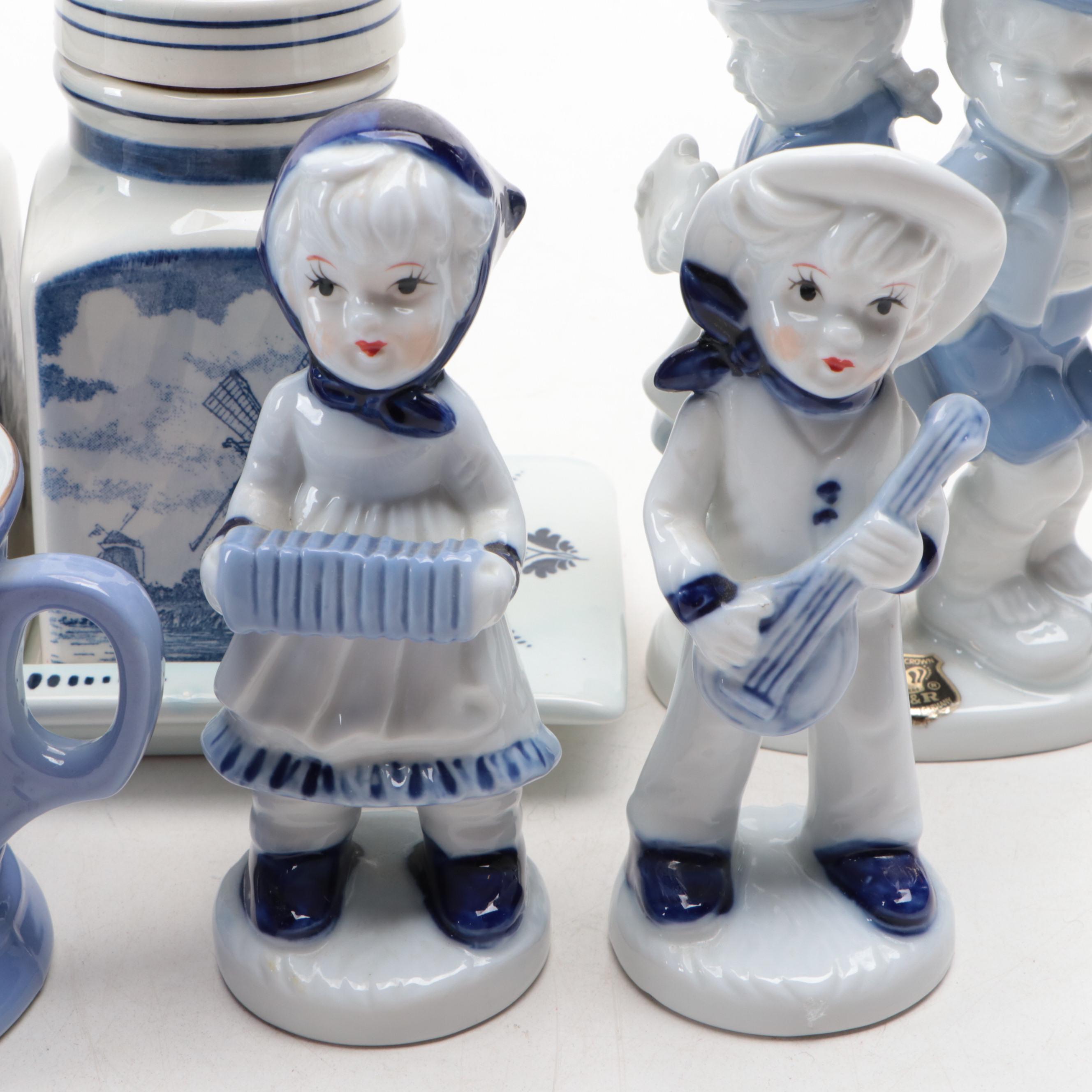 Delft Blue Ceramic Apothecary Jars with Others