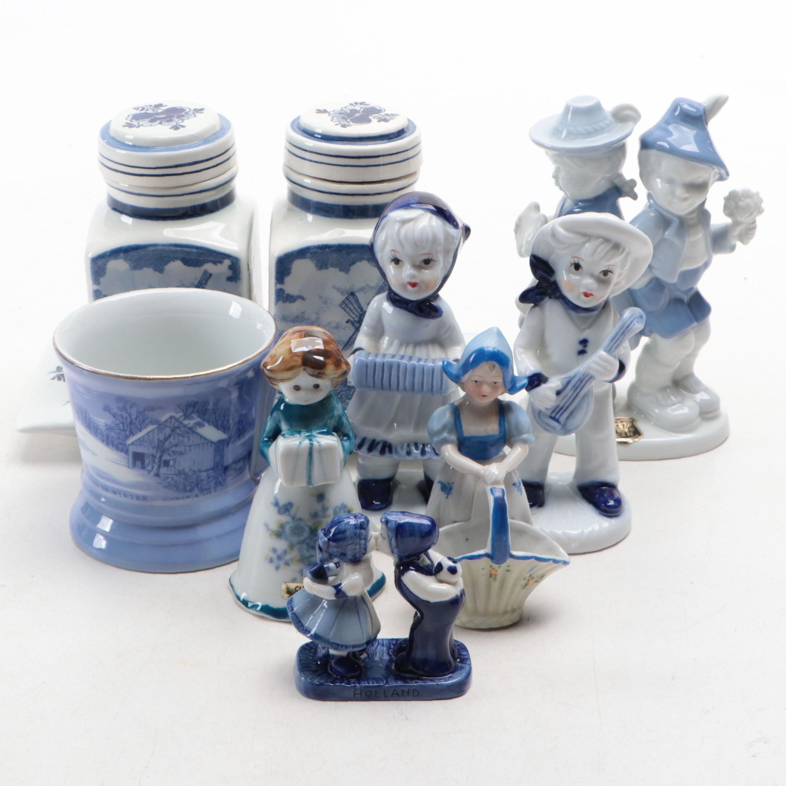 Delft Blue Ceramic Apothecary Jars with Others