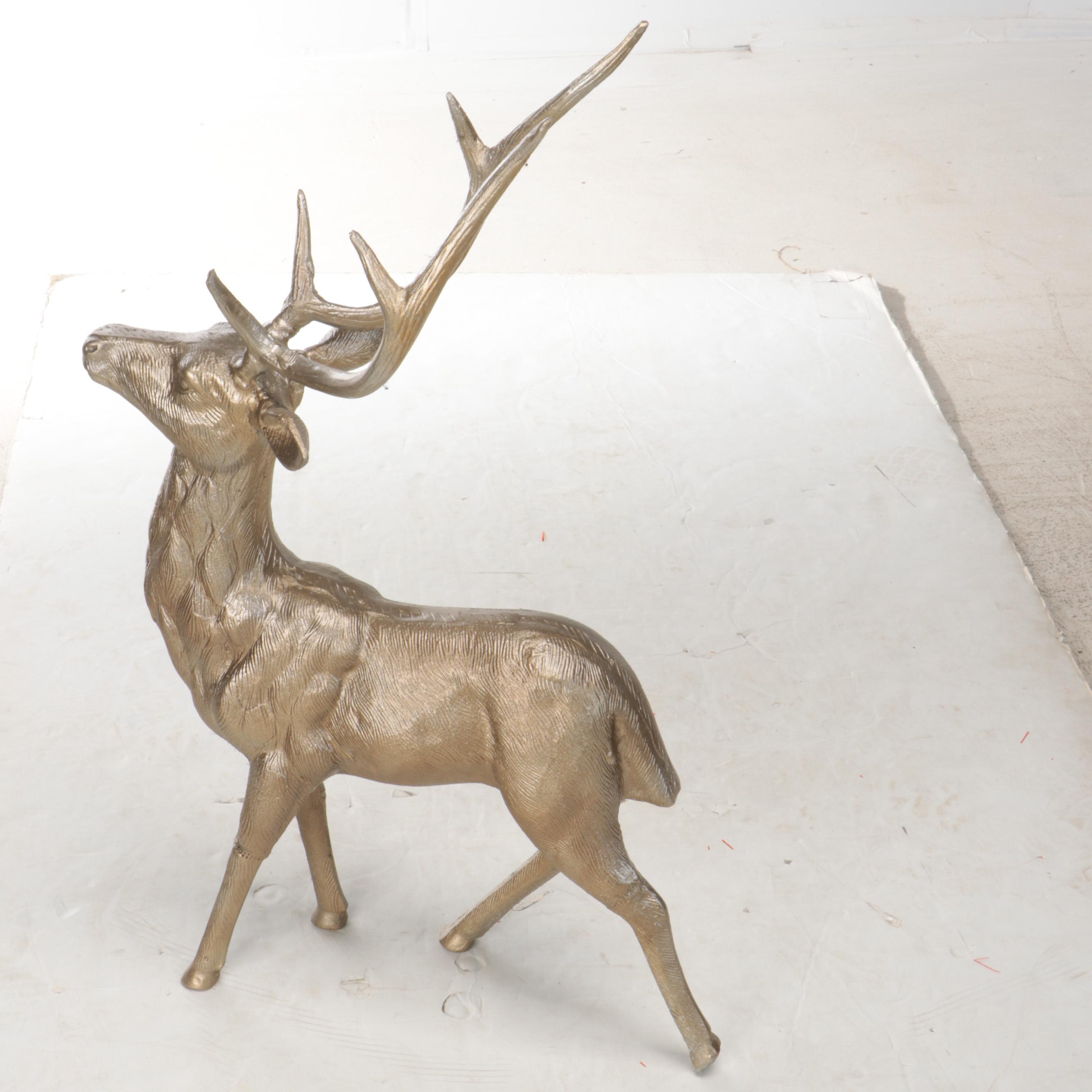 Gold Tone Metal Reindeer Pair