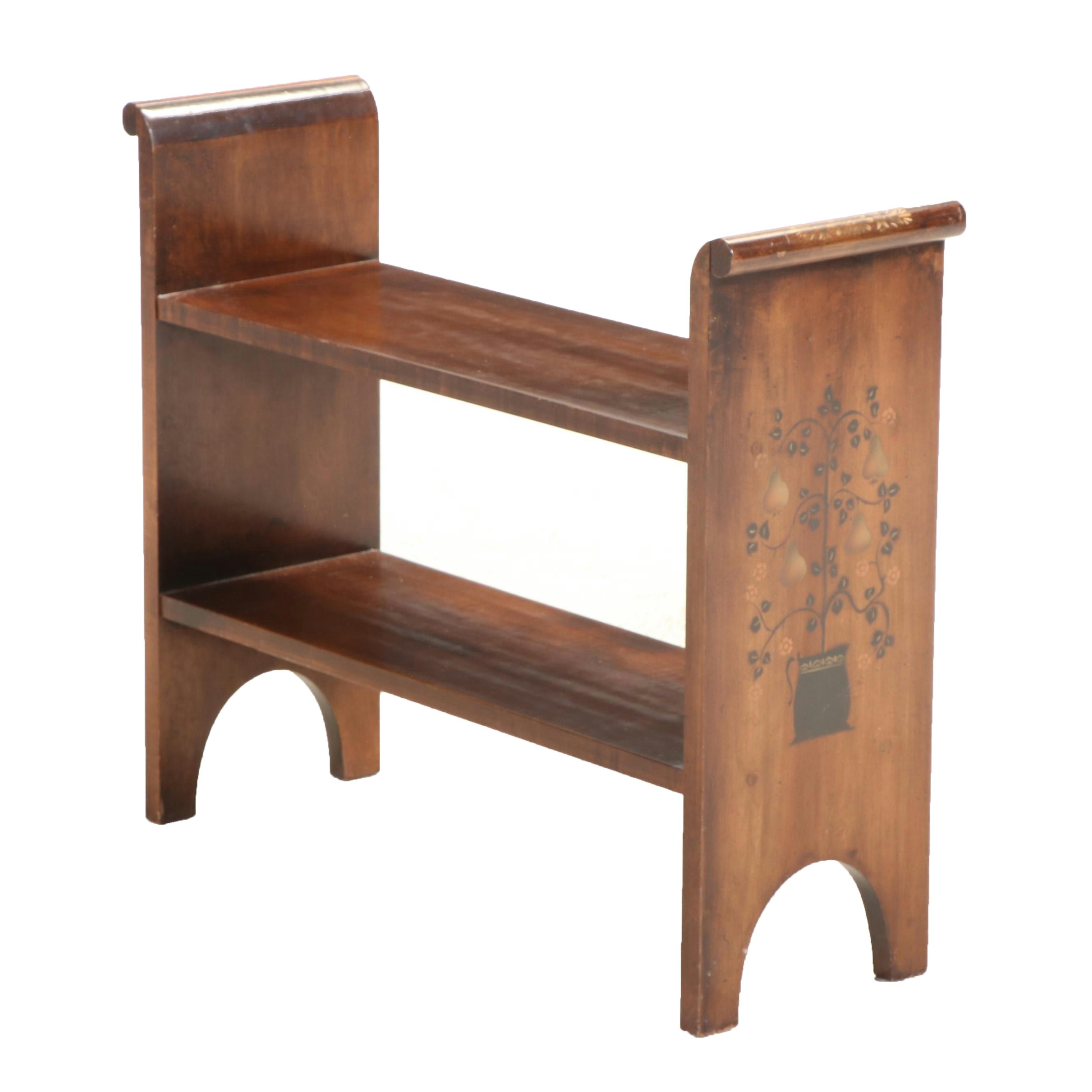 L. Hitchcock Maple and Gilt-Stenciled Bucket Bench, 20th Century