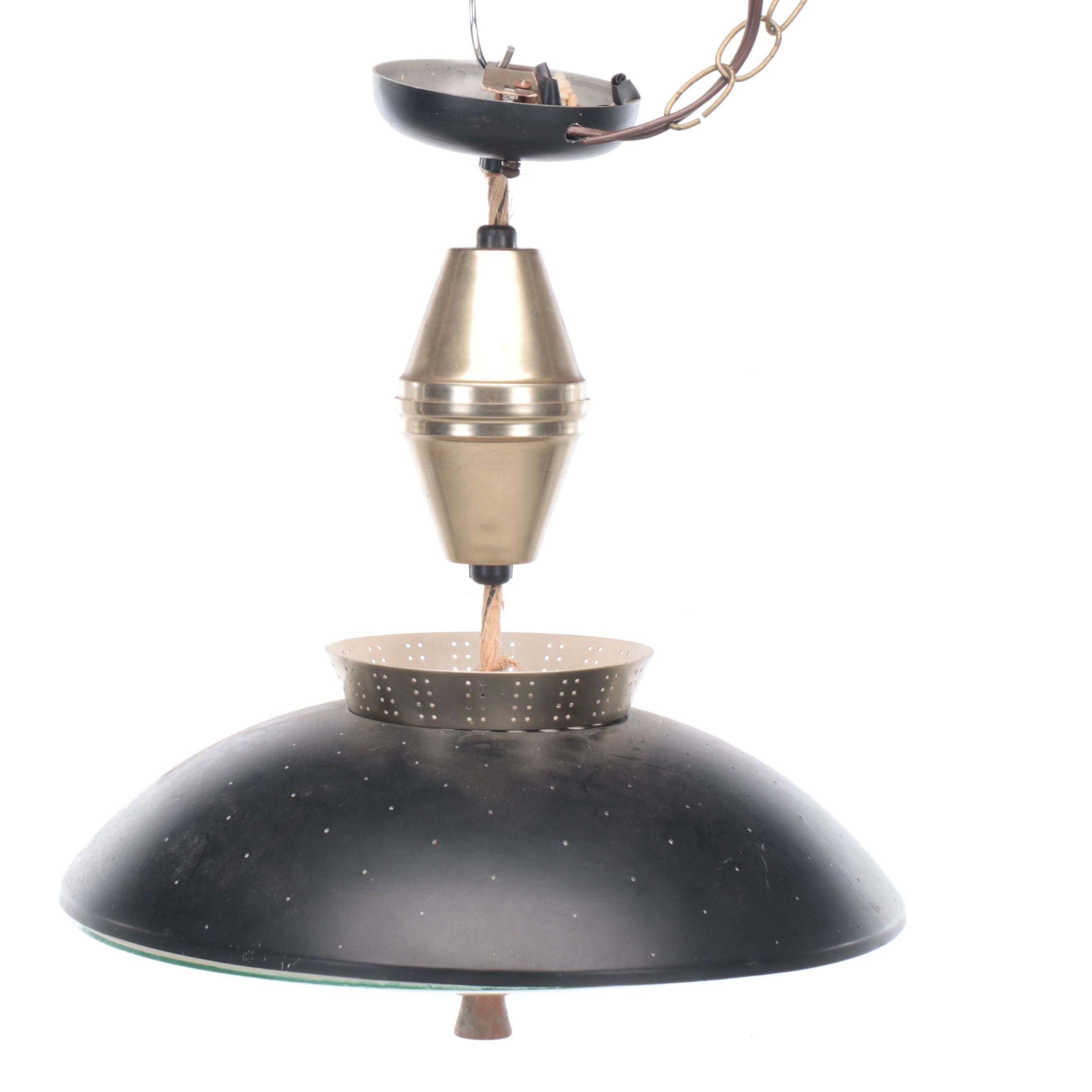 Union Made American MCM Atomic Saucer Pendant Light, Mid-20th Century
