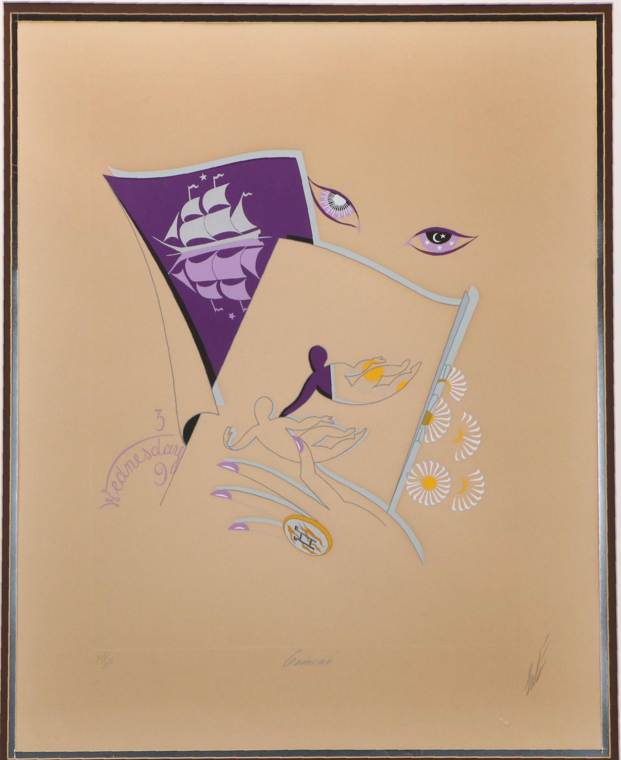 Romain "Erté" de Tirtoff for Estée Lauder Serigraph "Gemini," 1982