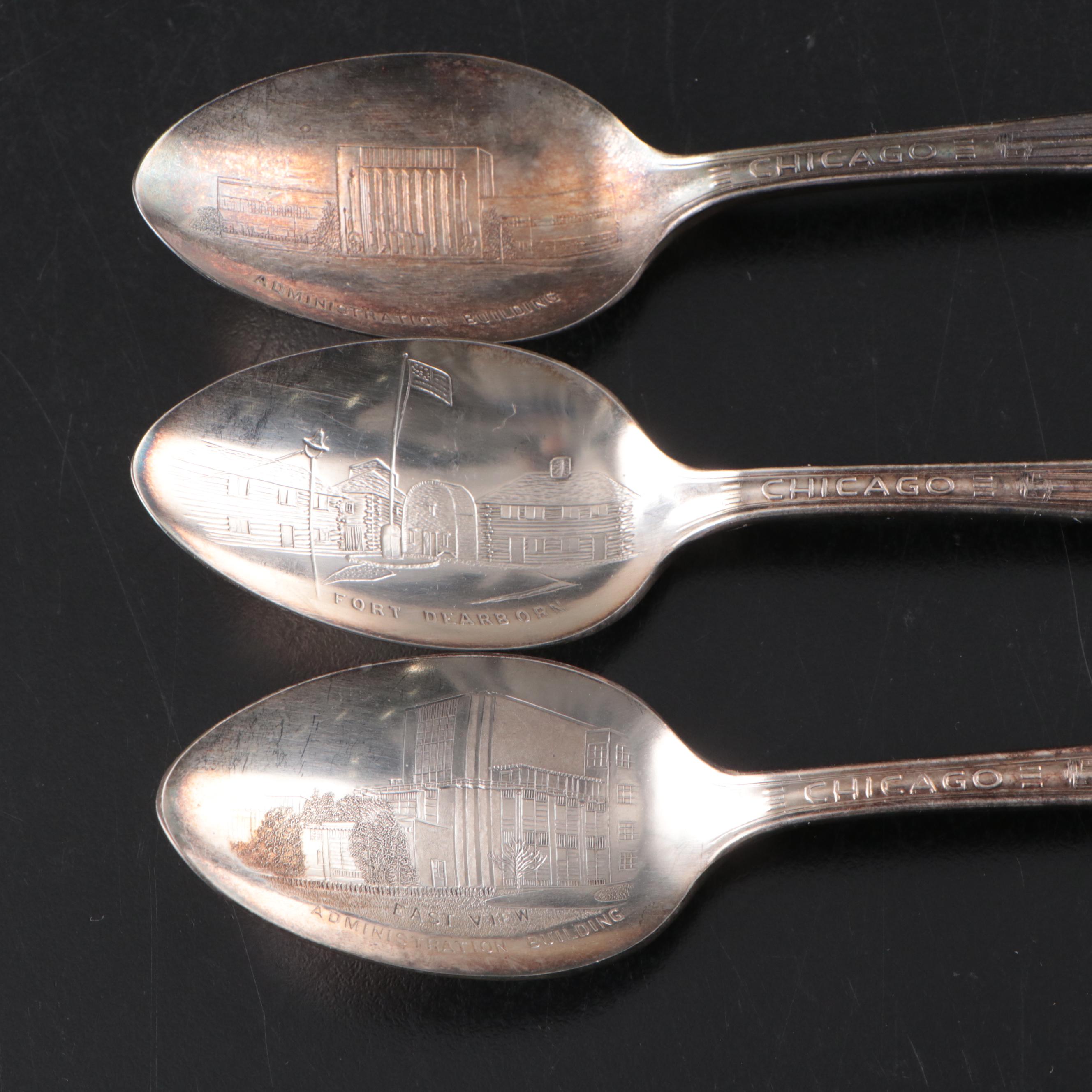 Silver Plate Souvenir and Novelty Spoons Incl. Big Bird, Kellogg's, and Bert