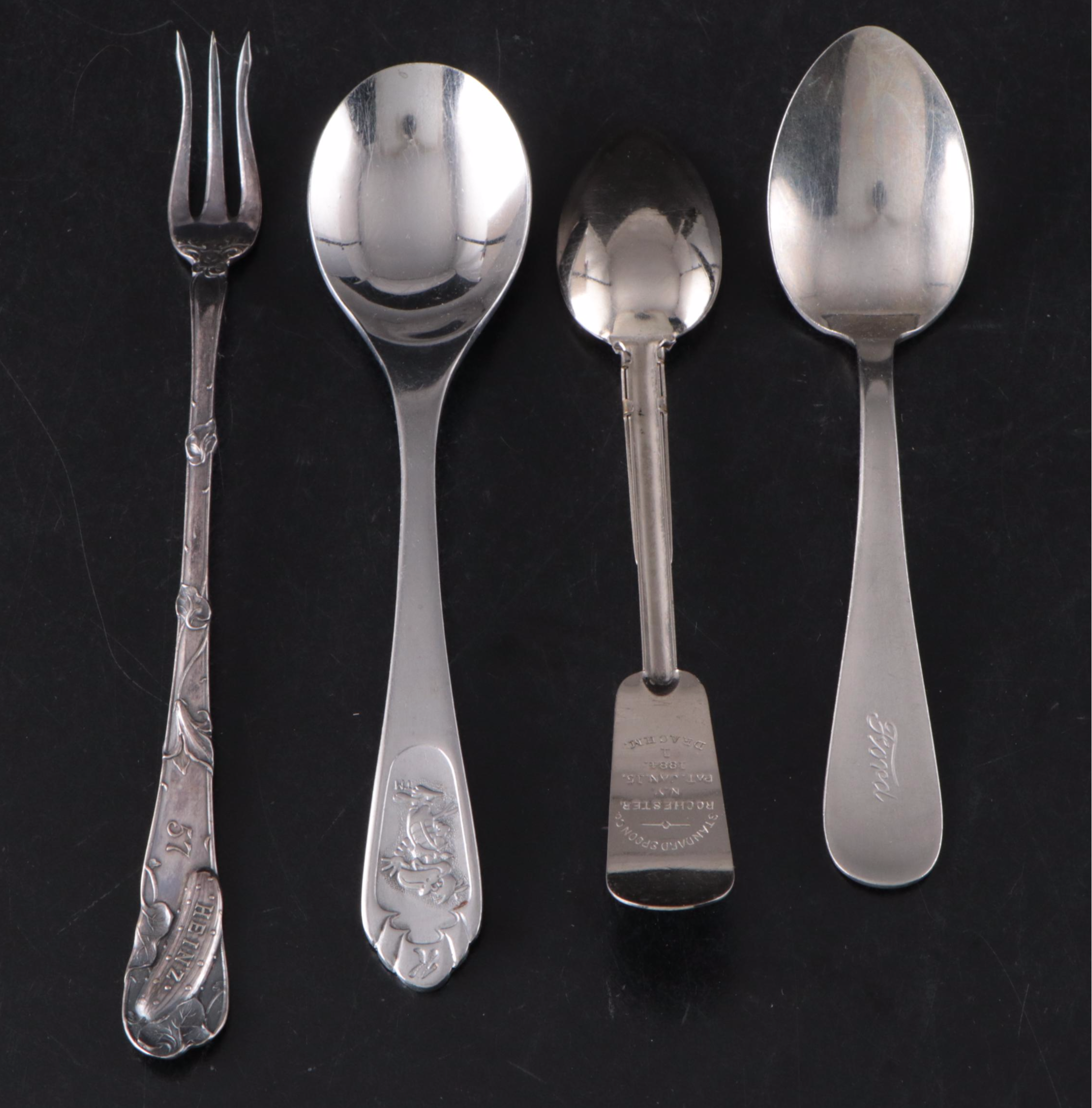 Silver Plate Souvenir and Novelty Spoons Incl. Big Bird, Kellogg's, and Bert