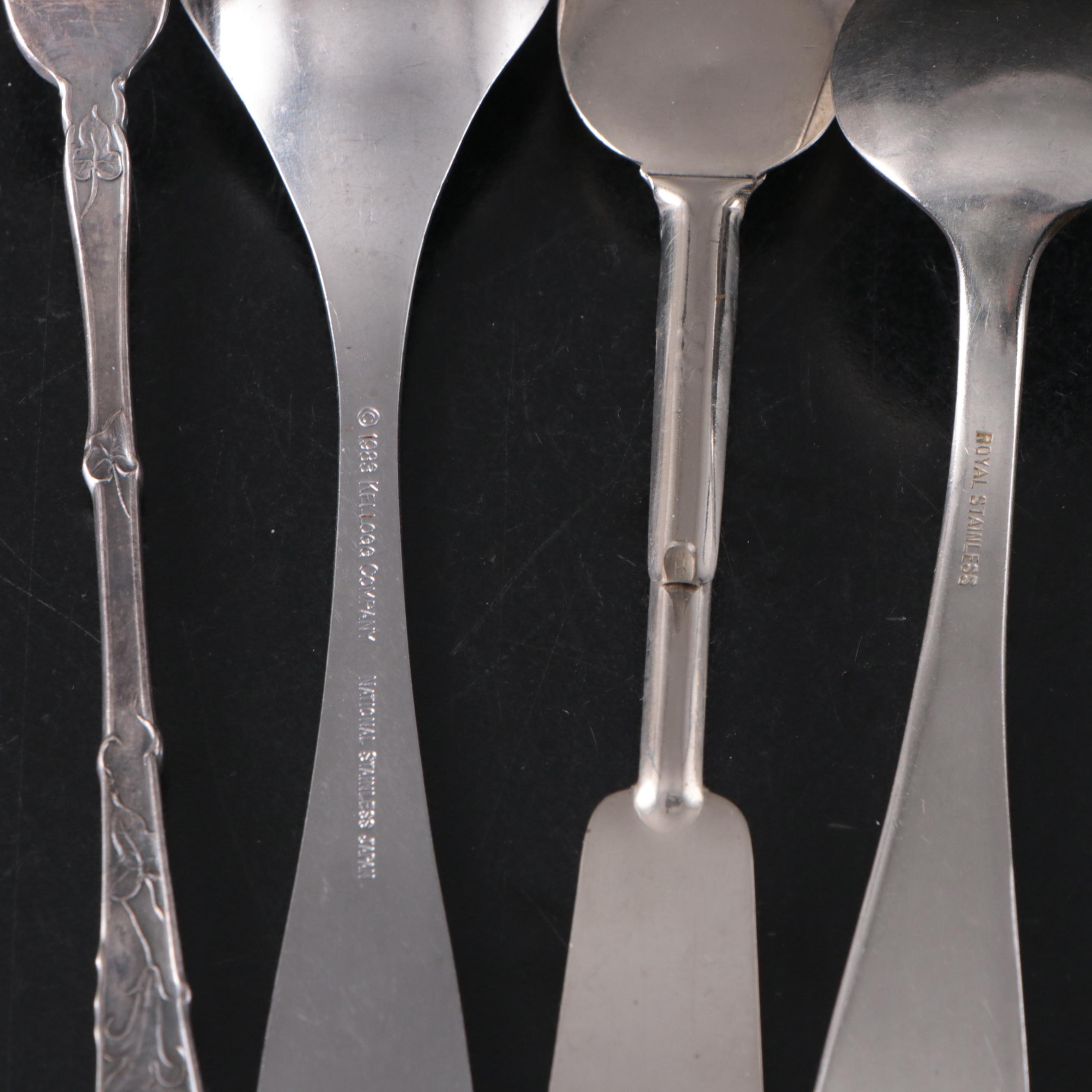 Silver Plate Souvenir and Novelty Spoons Incl. Big Bird, Kellogg's, and Bert