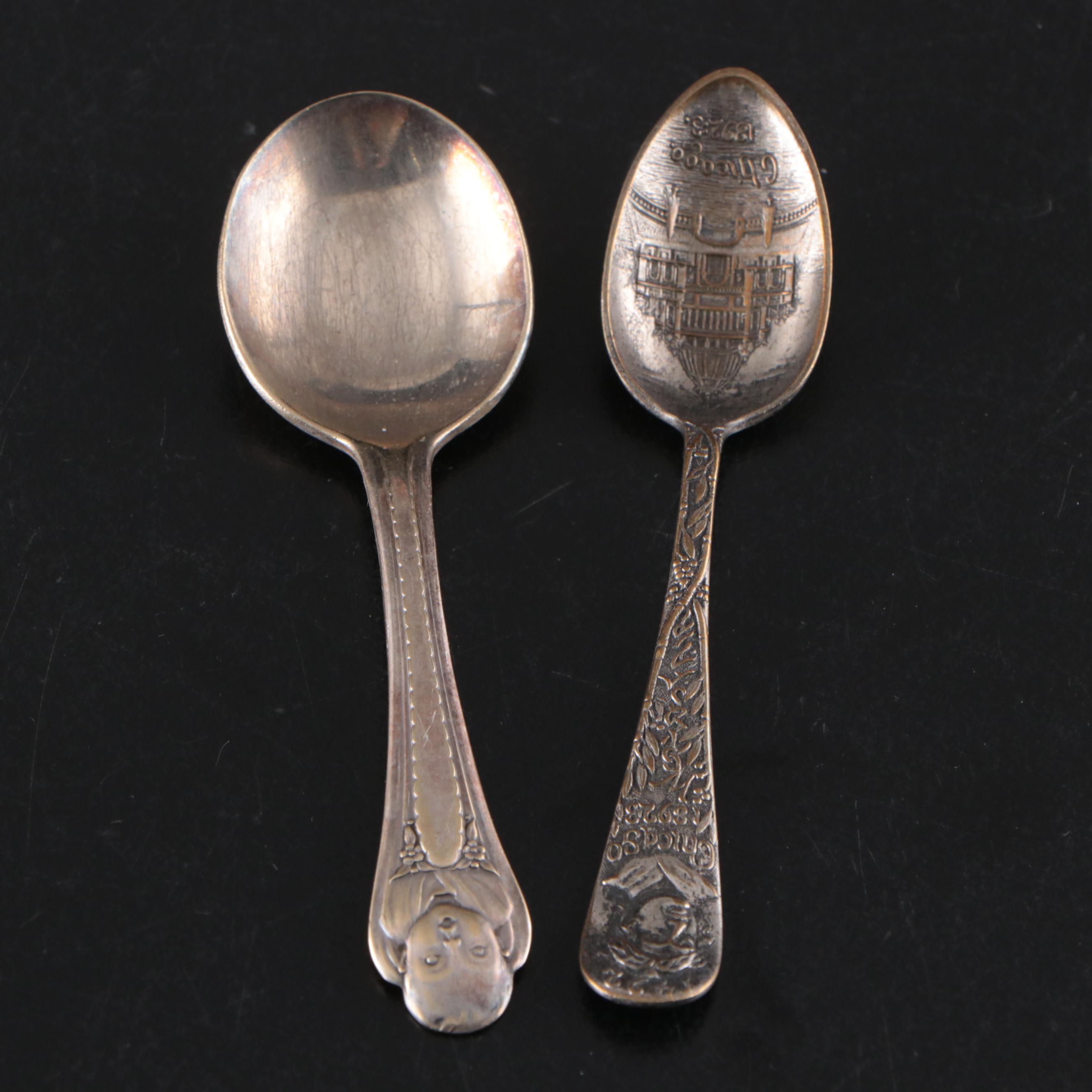 Silver Plate Souvenir and Novelty Spoons Incl. Big Bird, Kellogg's, and Bert