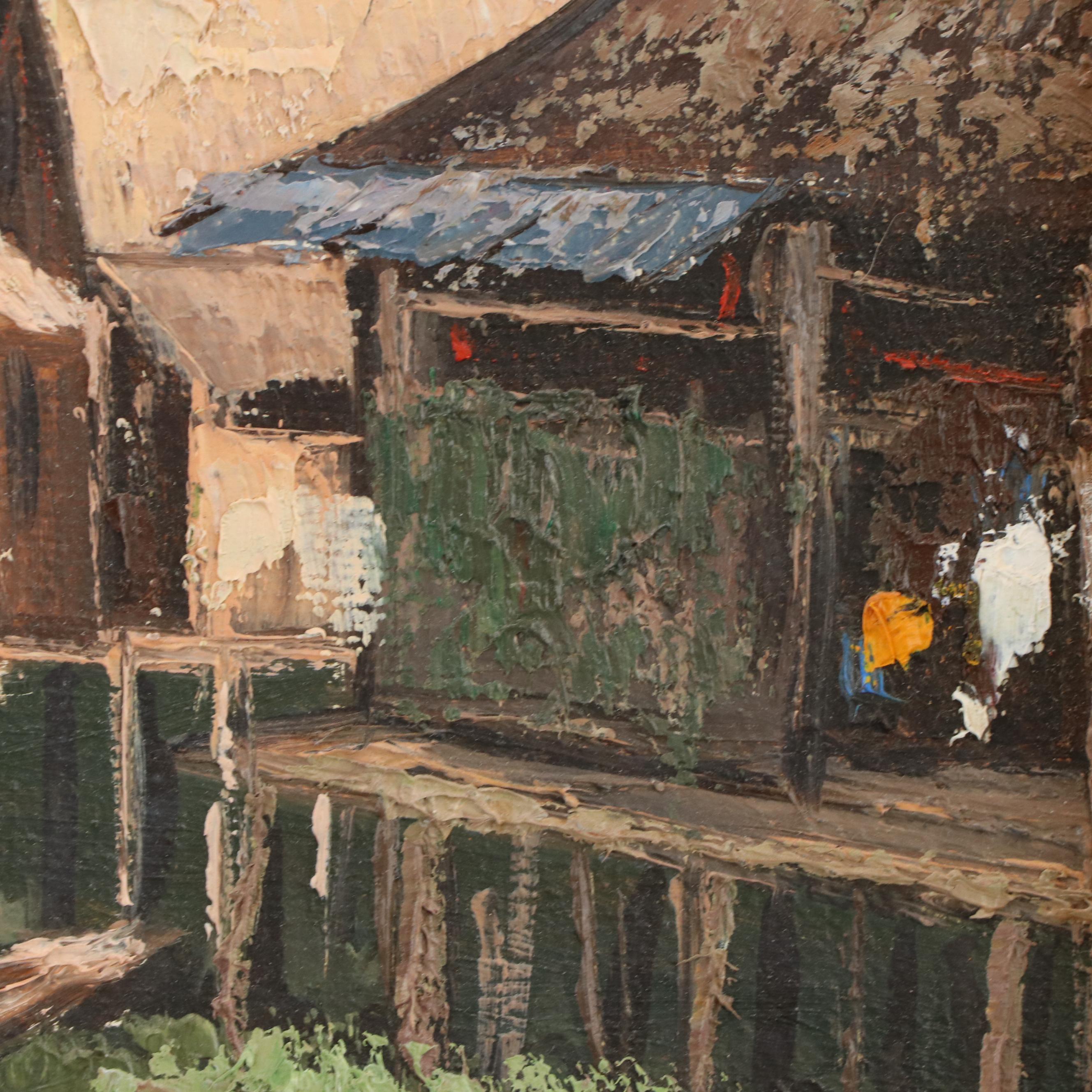 Chanchai Oil Painting of Waterside Village, 20th Century