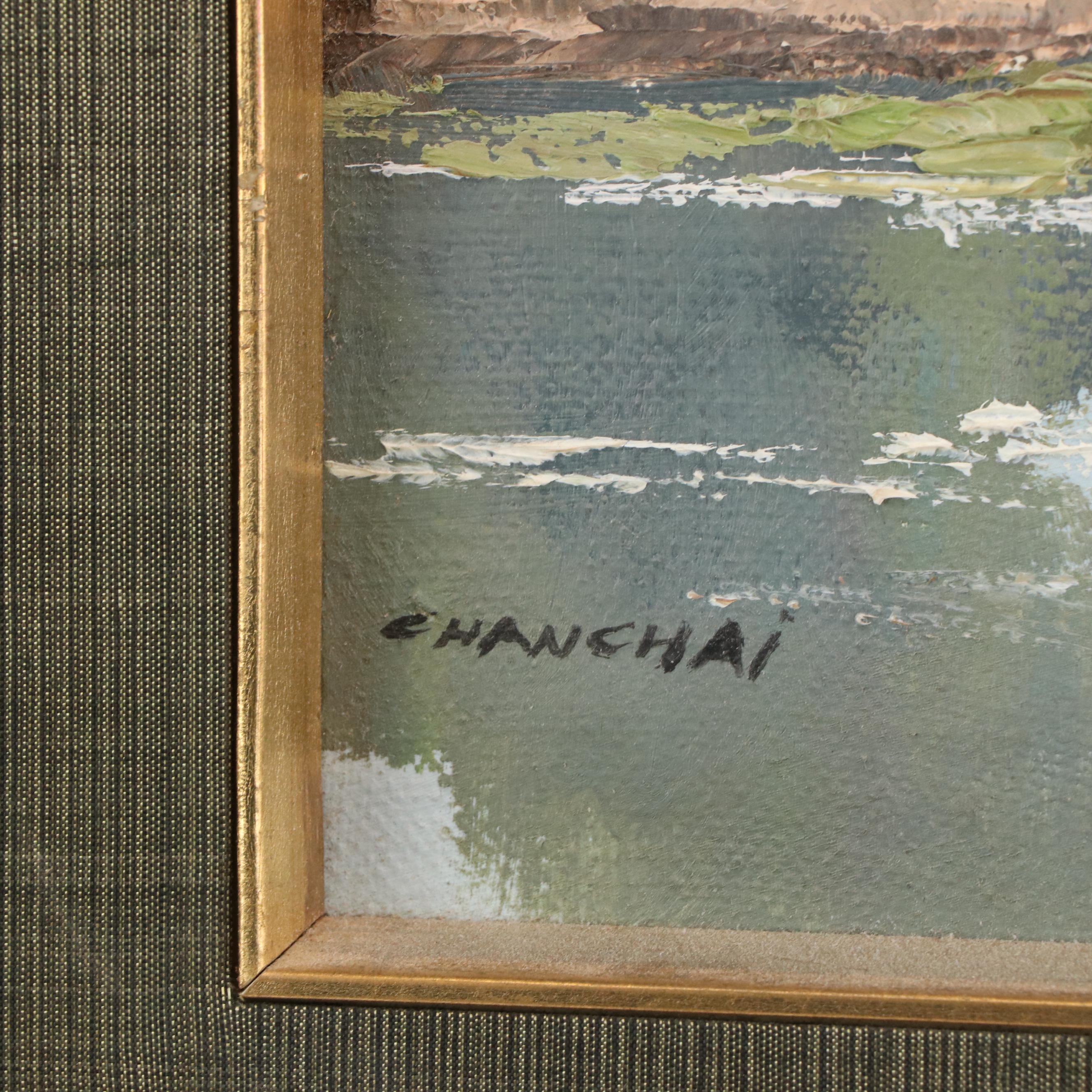 Chanchai Oil Painting of Waterside Village, 20th Century