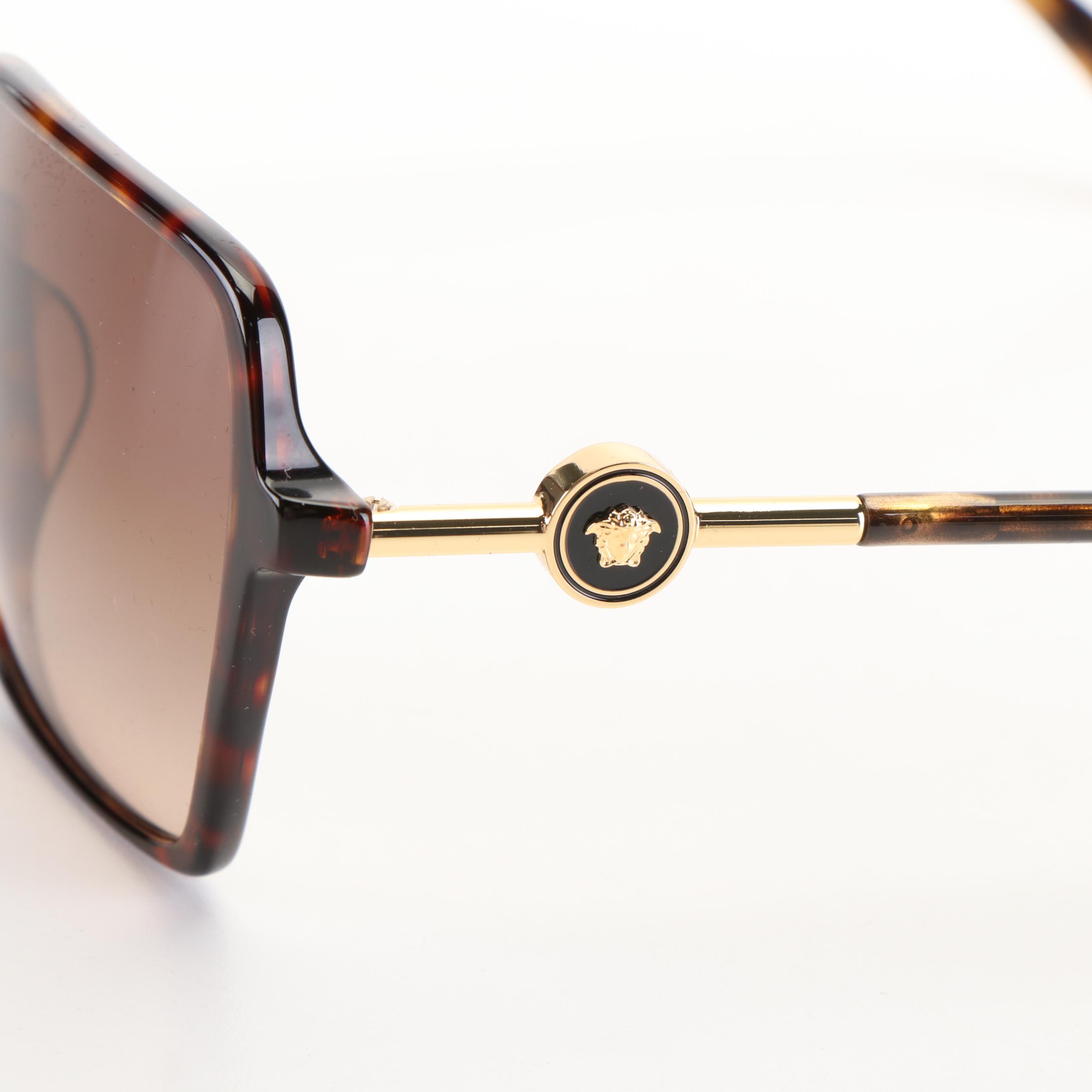 Versace Mod. 4396-F Havana Frame Brown Gradient Sunglasses with Case and Box