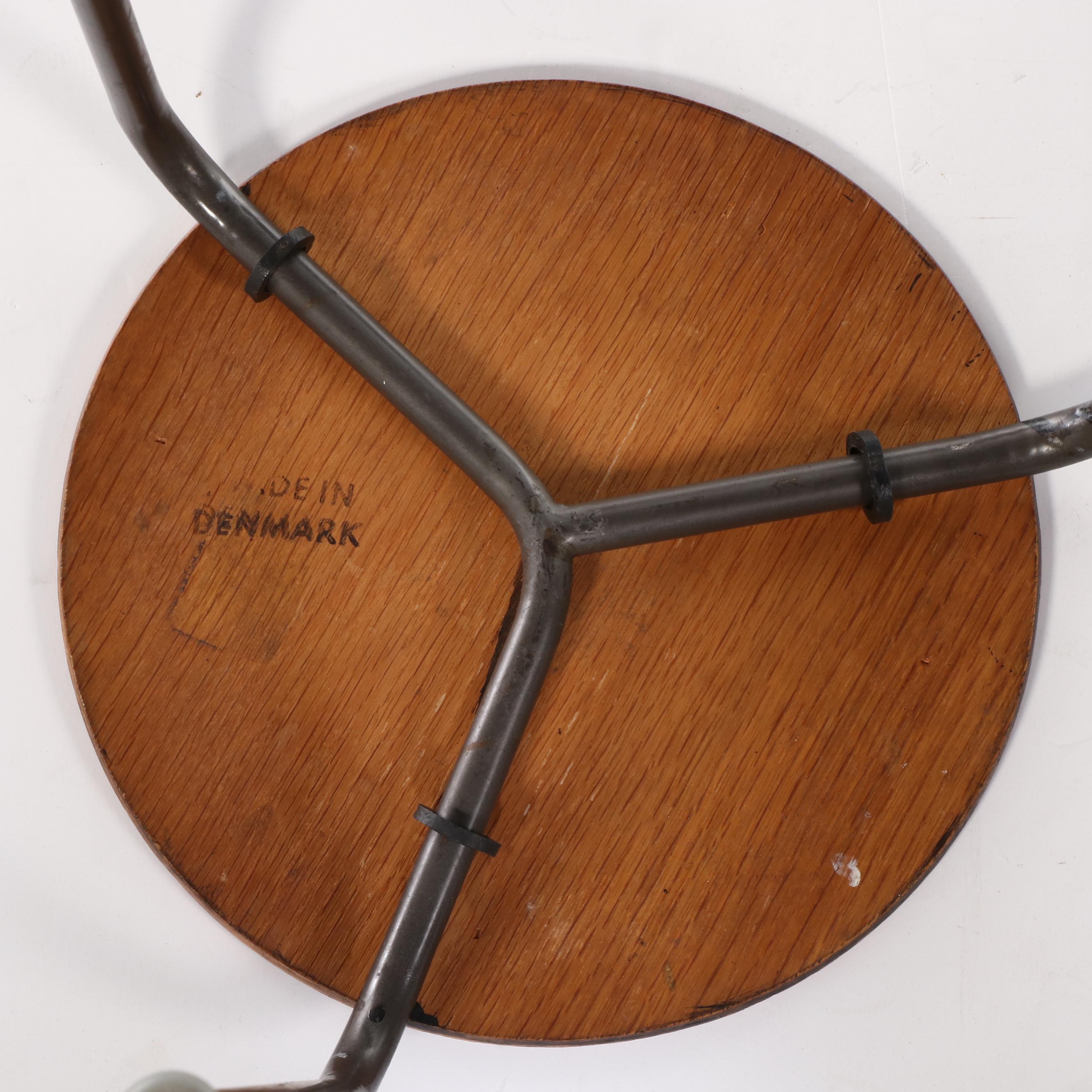 Arne Jacobsen for Fritz Hansen of Denmark "Dot" Walnut and Steel Stool