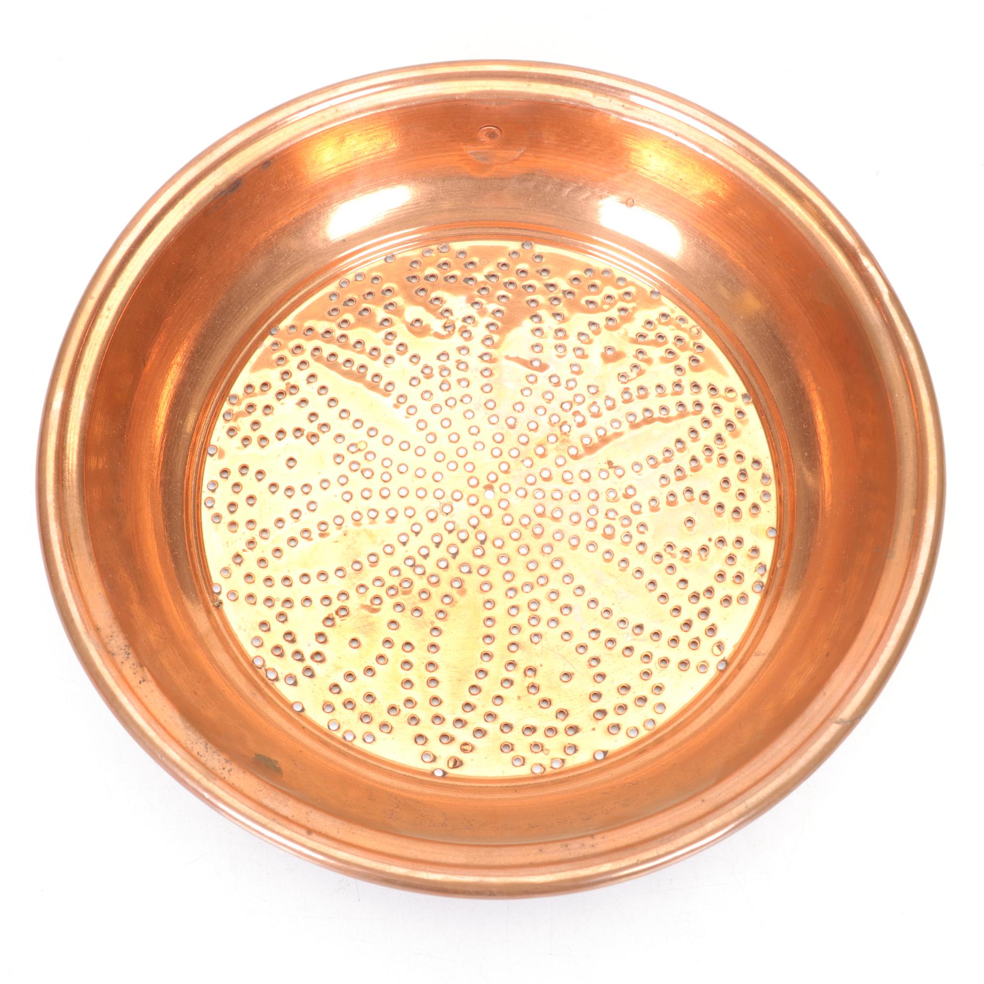 Handmade Copper Turkish Sifter Set with Floral Design