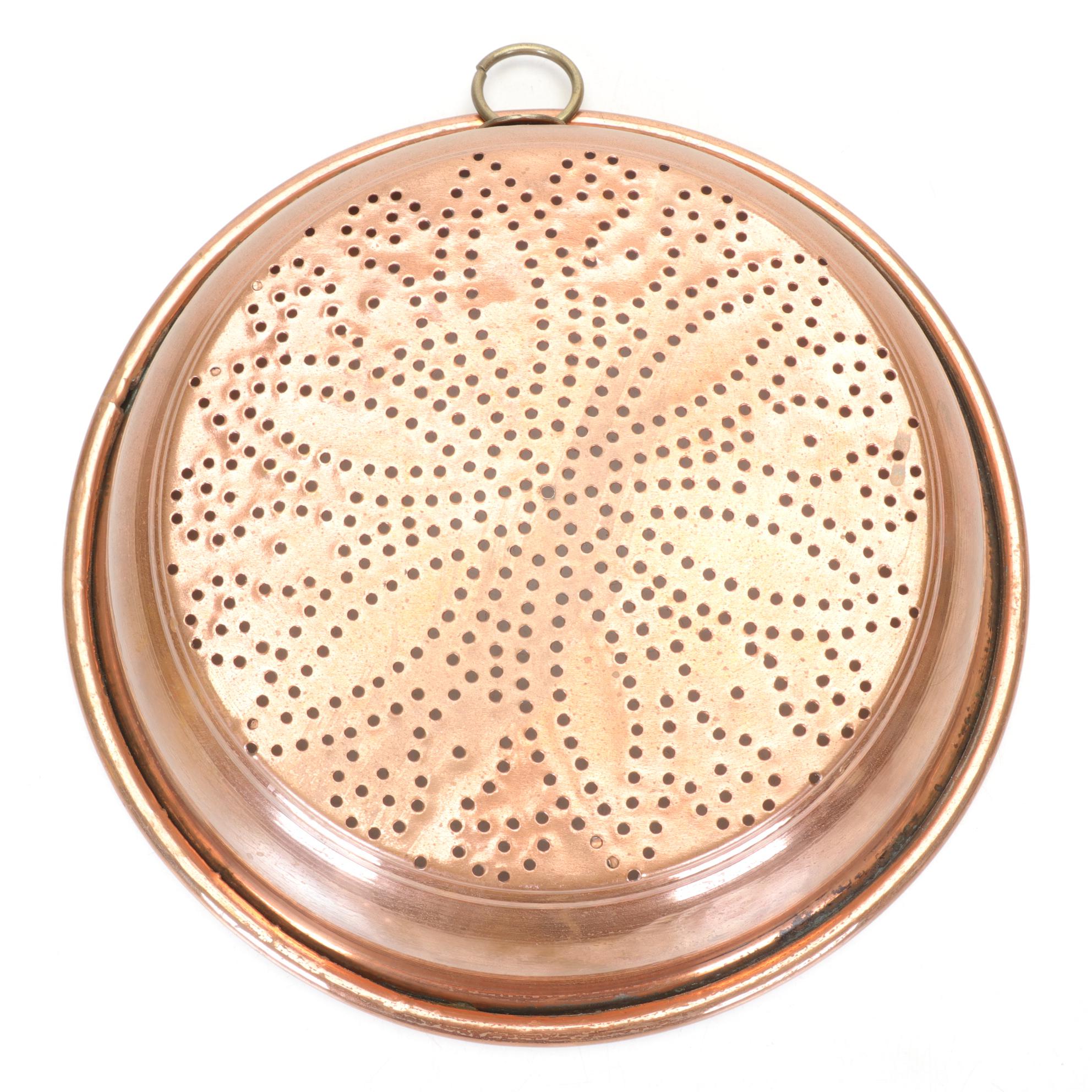 Handmade Copper Turkish Sifter Set with Floral Design