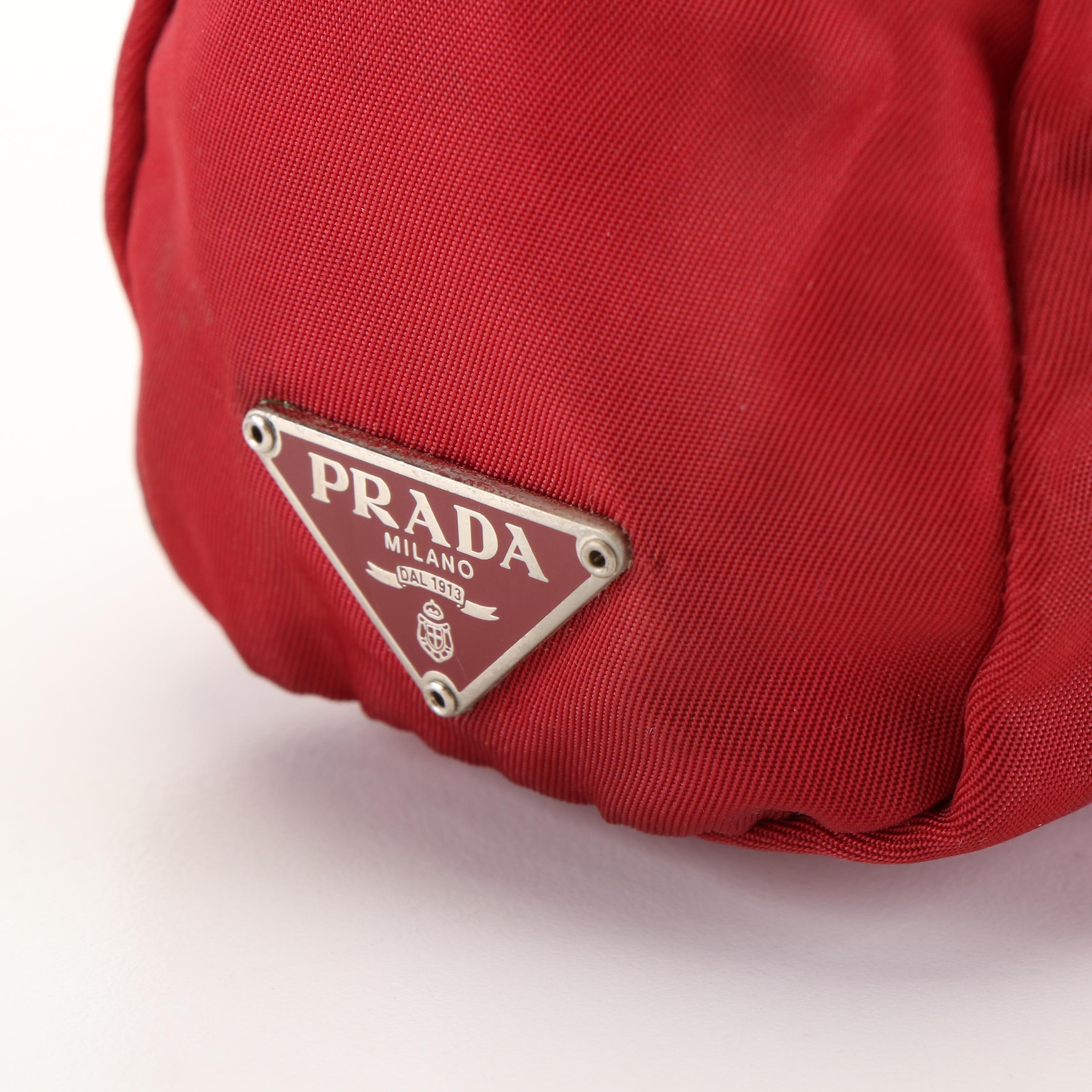 Prada Tessuto Burgundy Red Nylon Cosmetic Case