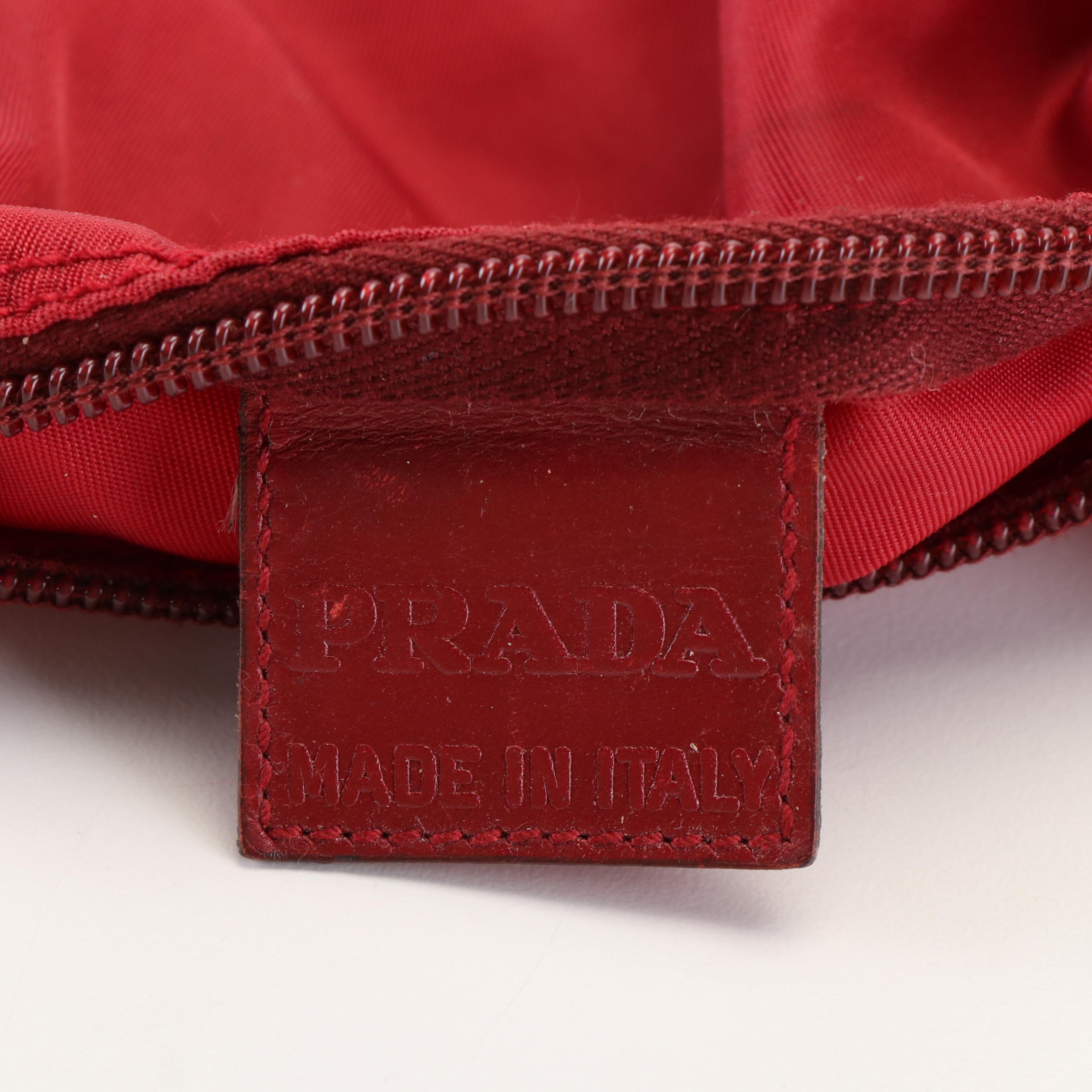 Prada Tessuto Burgundy Red Nylon Cosmetic Case