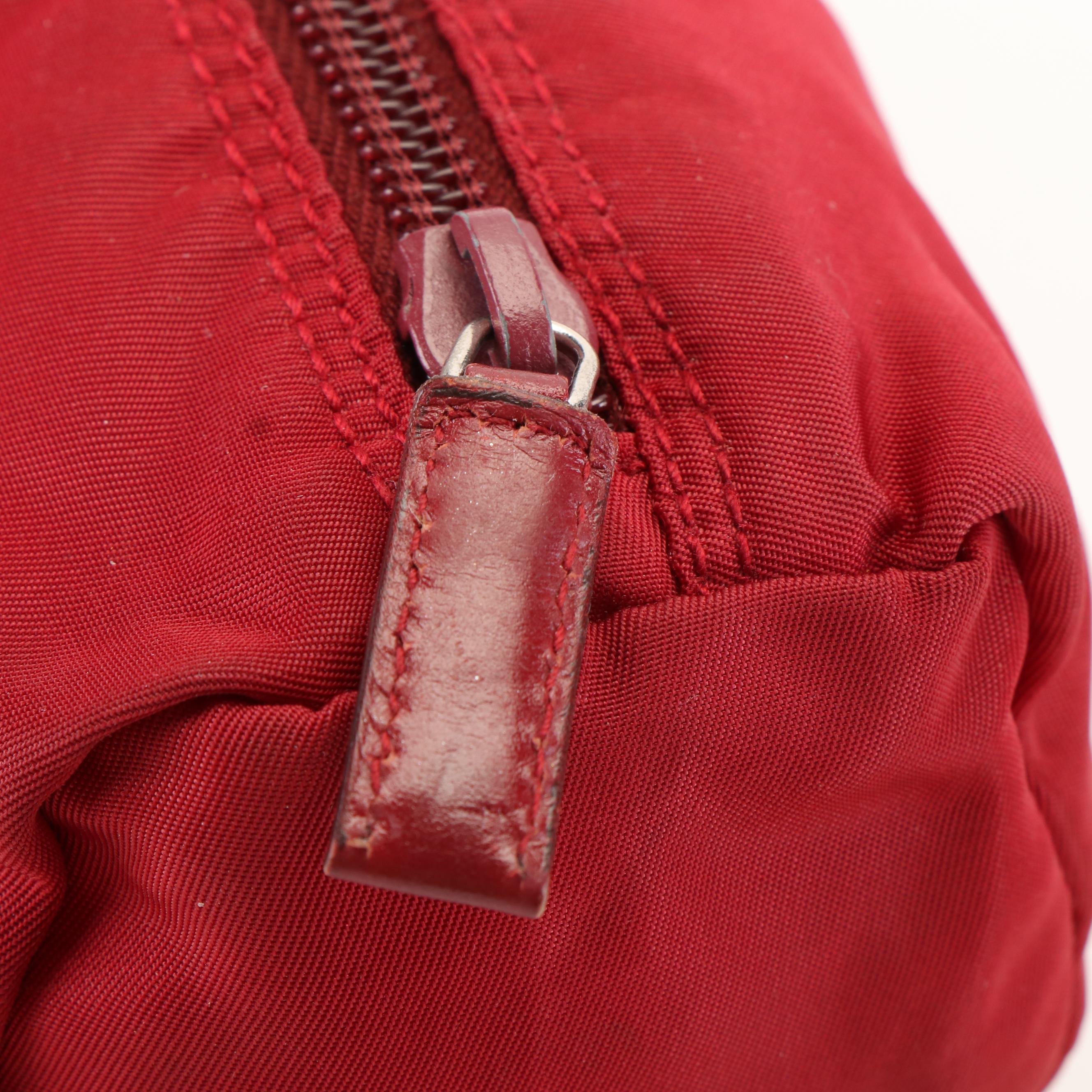 Prada Tessuto Burgundy Red Nylon Cosmetic Case