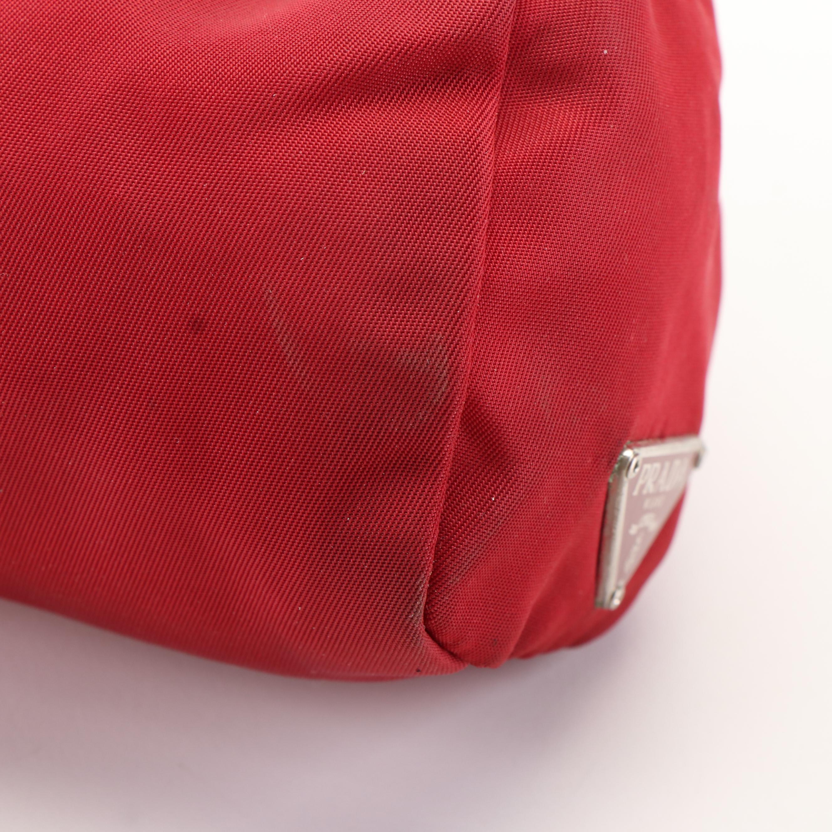 Prada Tessuto Burgundy Red Nylon Cosmetic Case