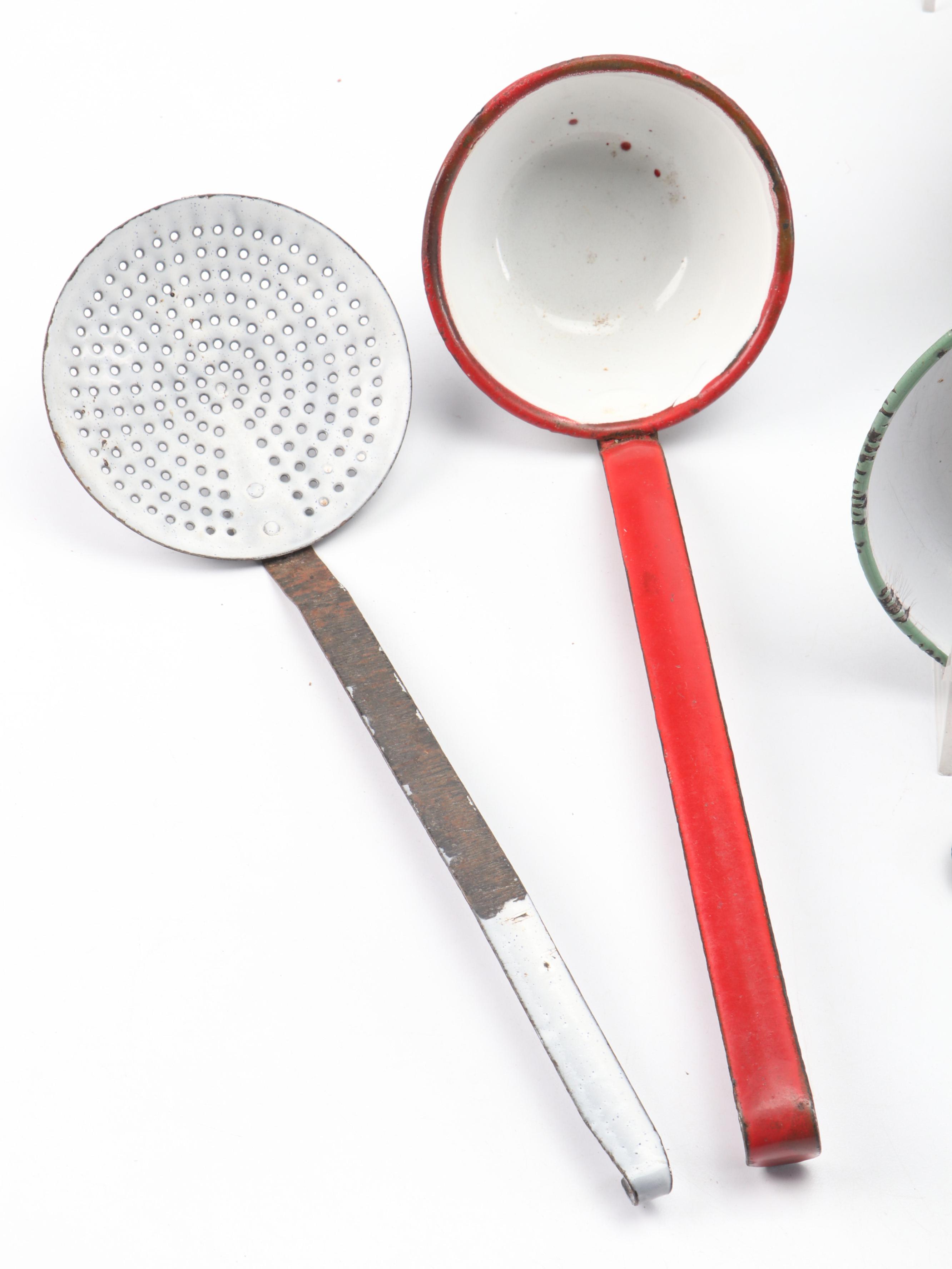 Graniteware and Other Enamel Table and Cookware, Early to Mid-20th Century