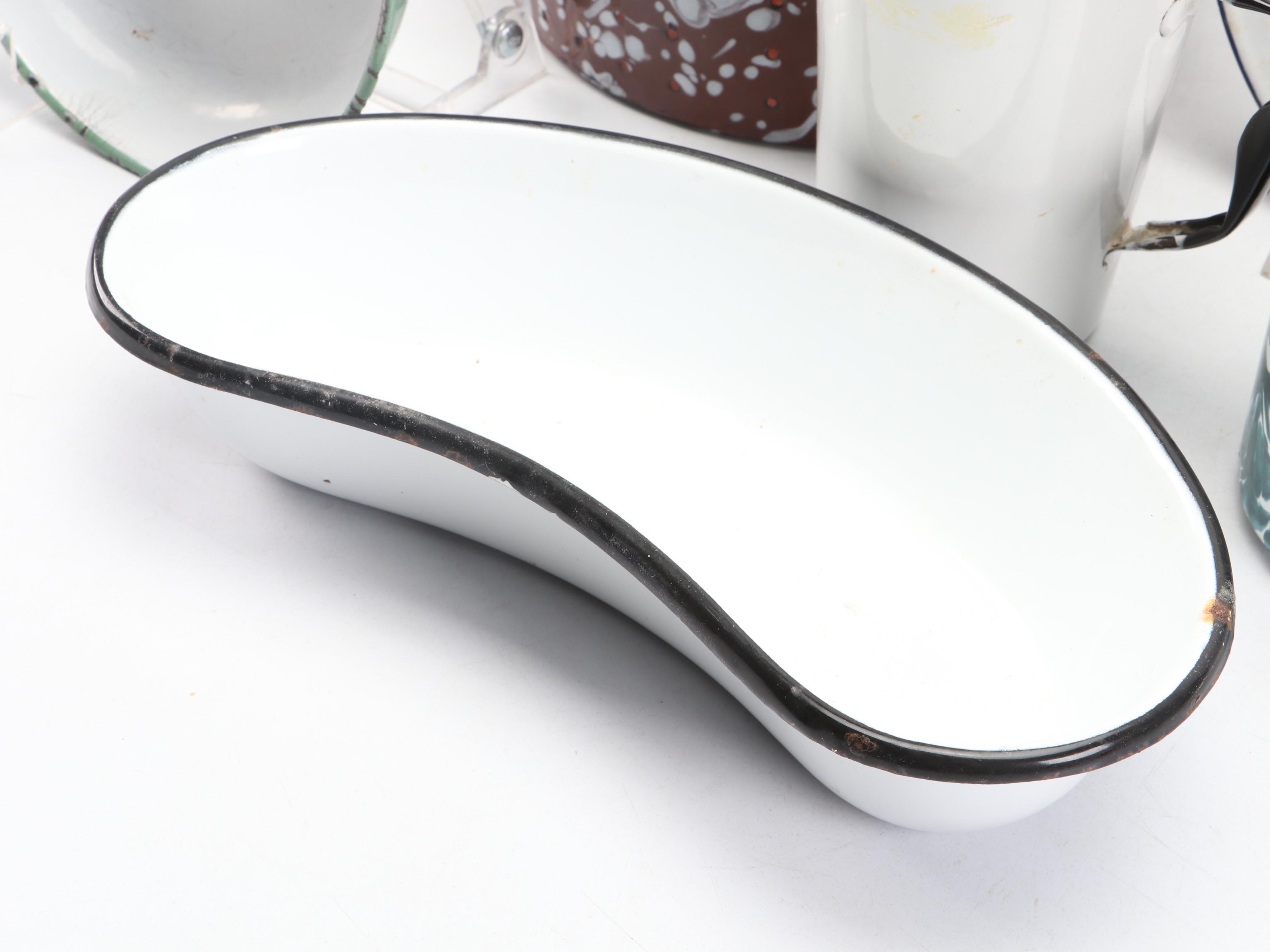 Graniteware and Other Enamel Table and Cookware, Early to Mid-20th Century