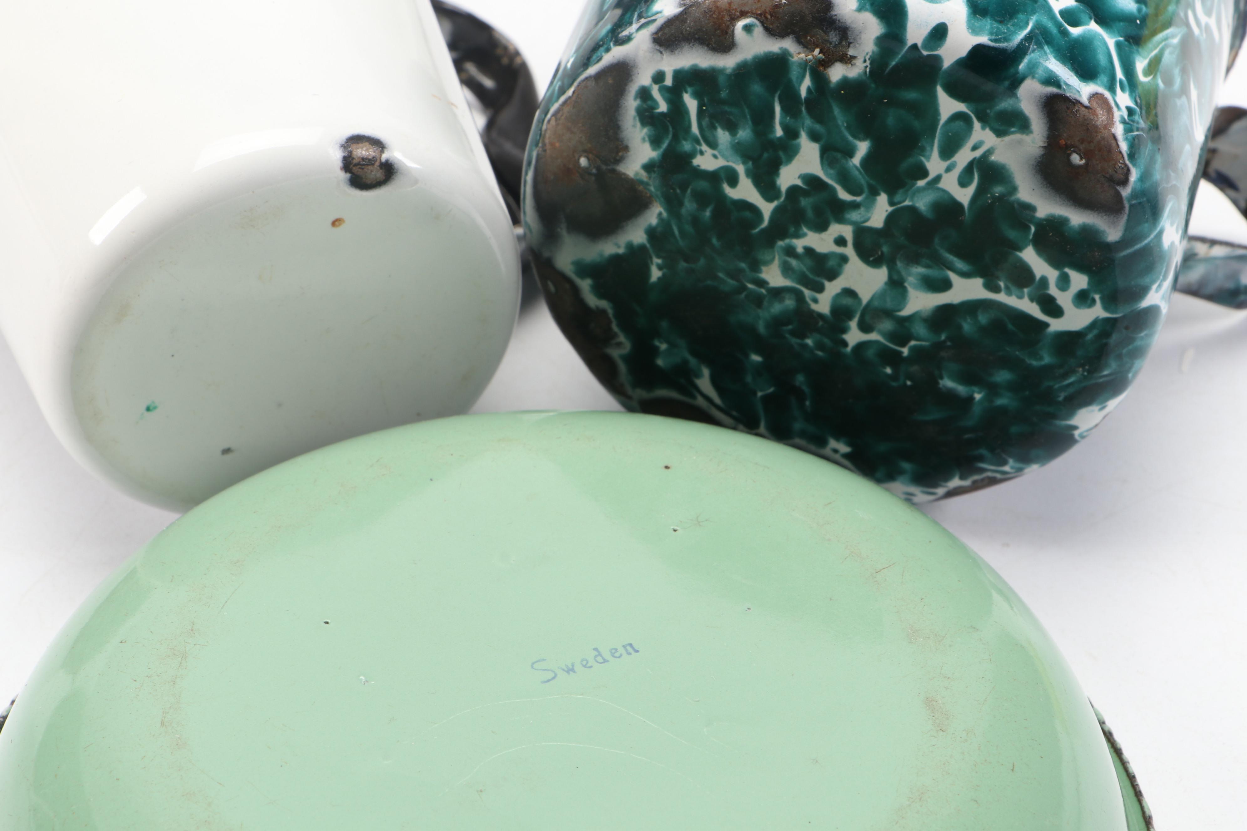 Graniteware and Other Enamel Table and Cookware, Early to Mid-20th Century