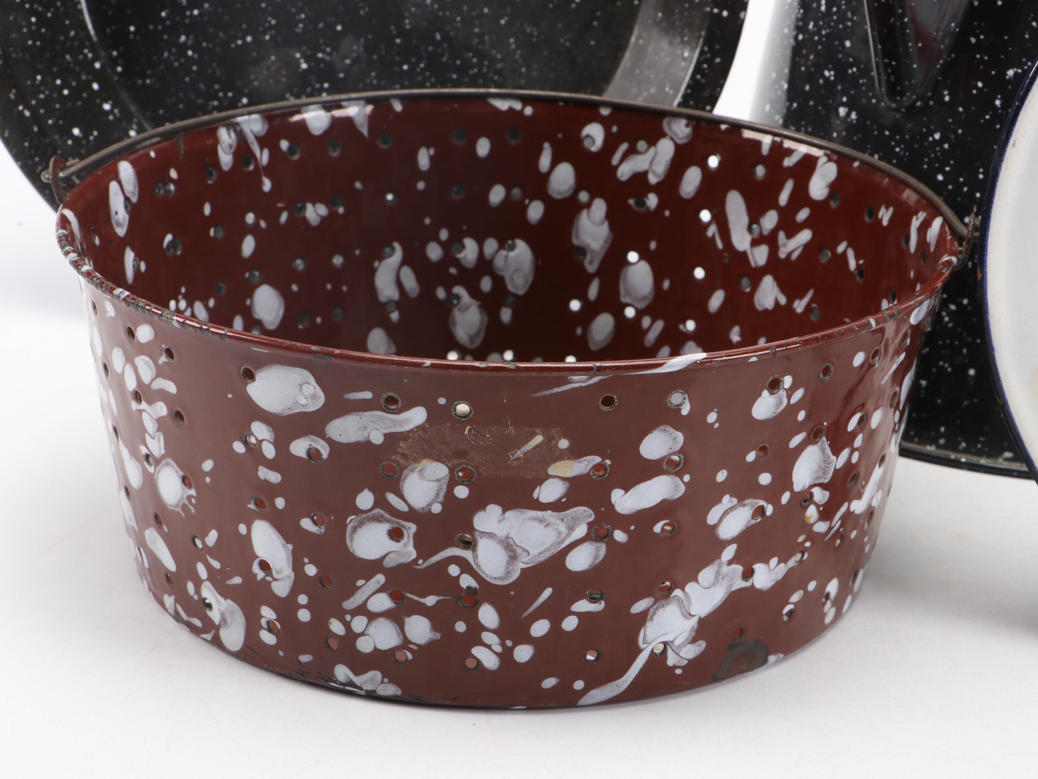 Graniteware and Other Enamel Table and Cookware, Early to Mid-20th Century