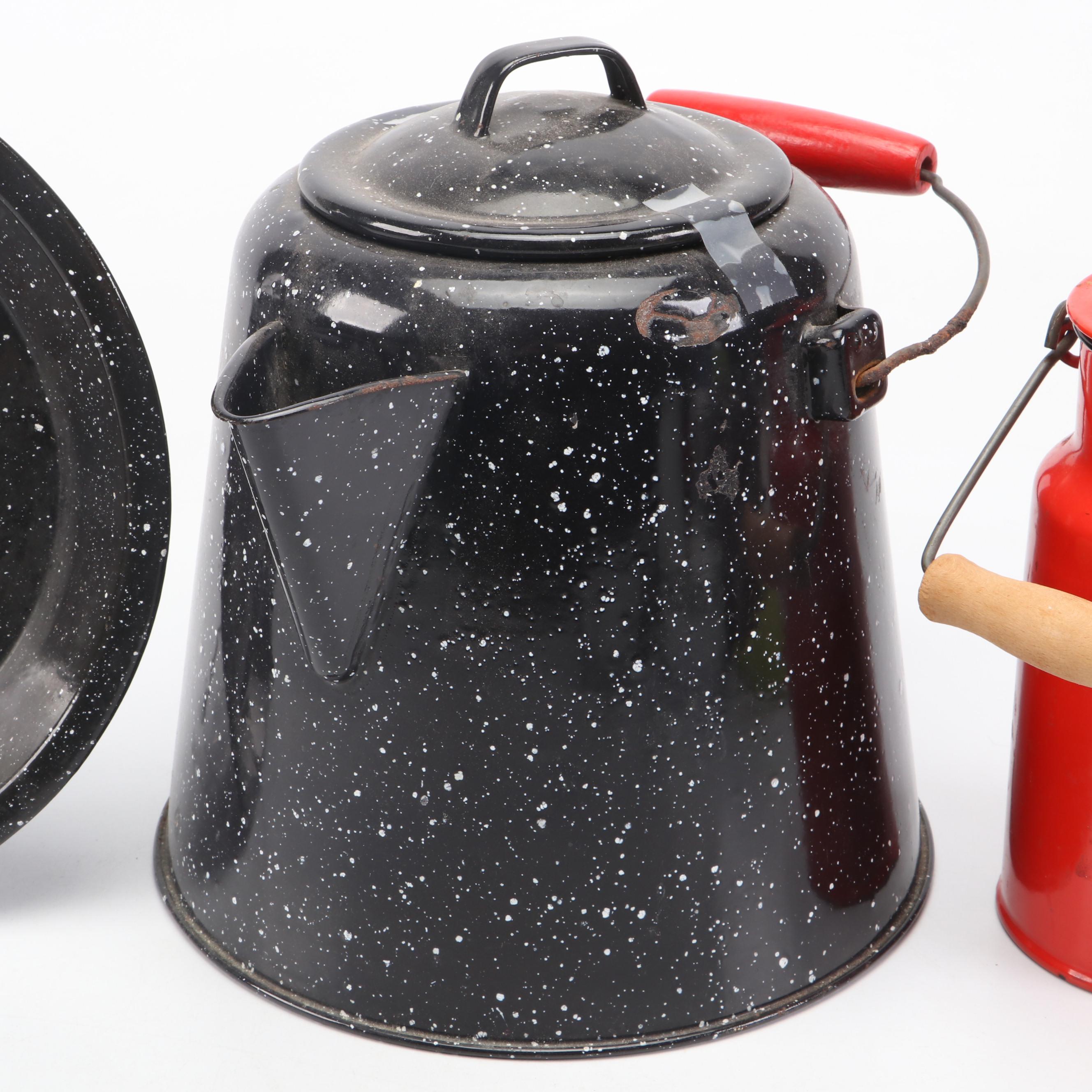 Graniteware and Other Enamel Table and Cookware, Early to Mid-20th Century