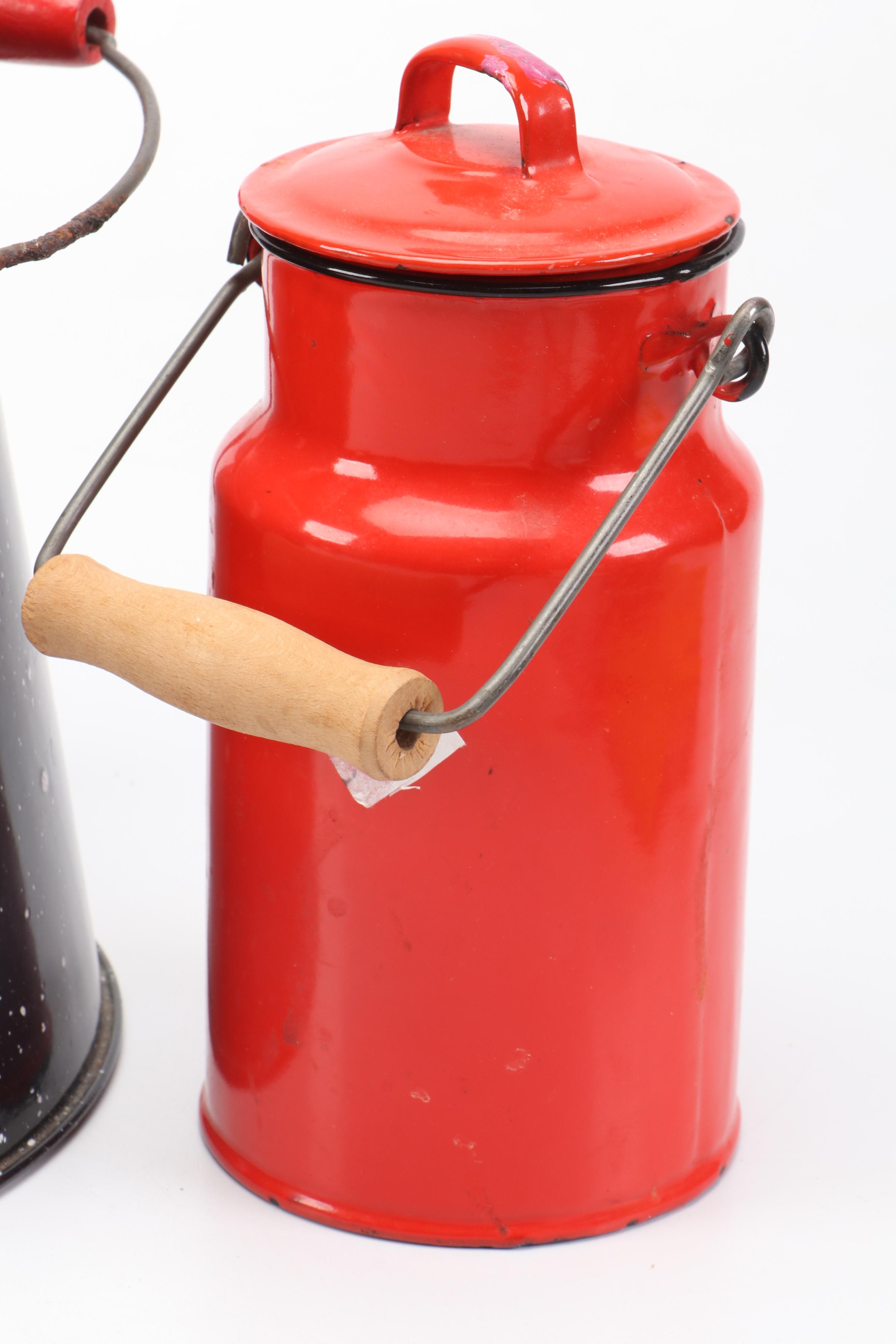 Graniteware and Other Enamel Table and Cookware, Early to Mid-20th Century