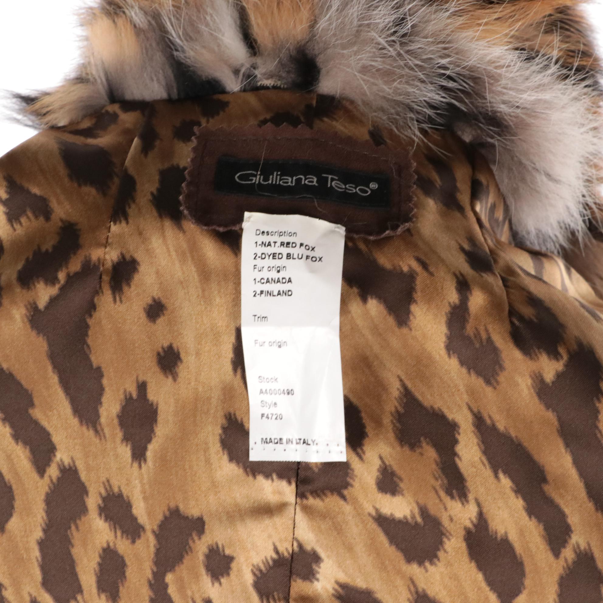 Giuliana Teso/Neiman Marcus Dyed Red and Blue Fox Fur Jacket