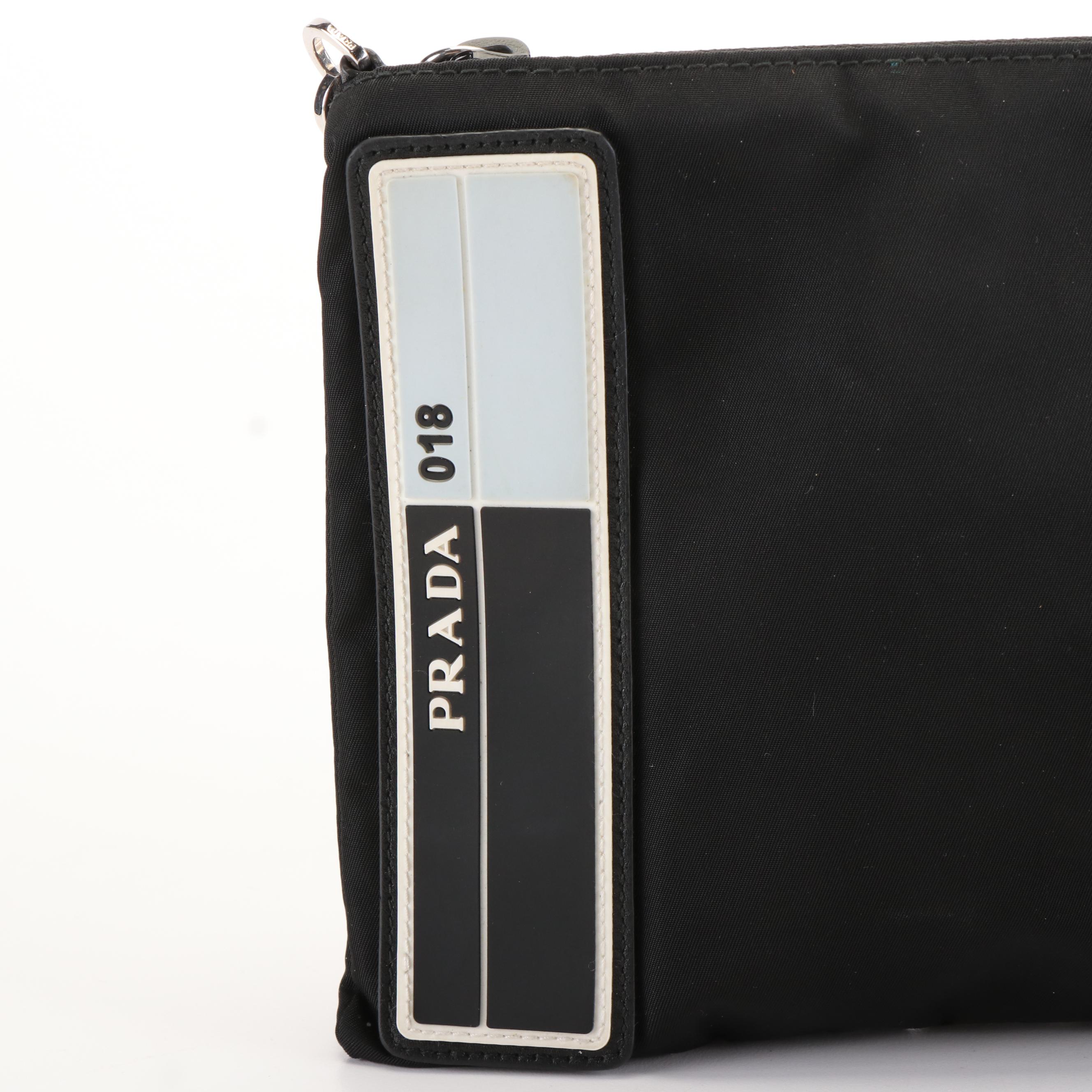 Prada 018 Tessuto Clutch Bag in Black Nylon