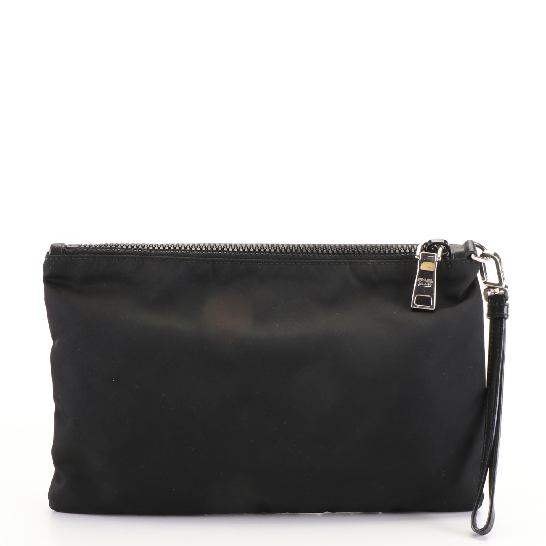 Prada 018 Tessuto Clutch Bag in Black Nylon