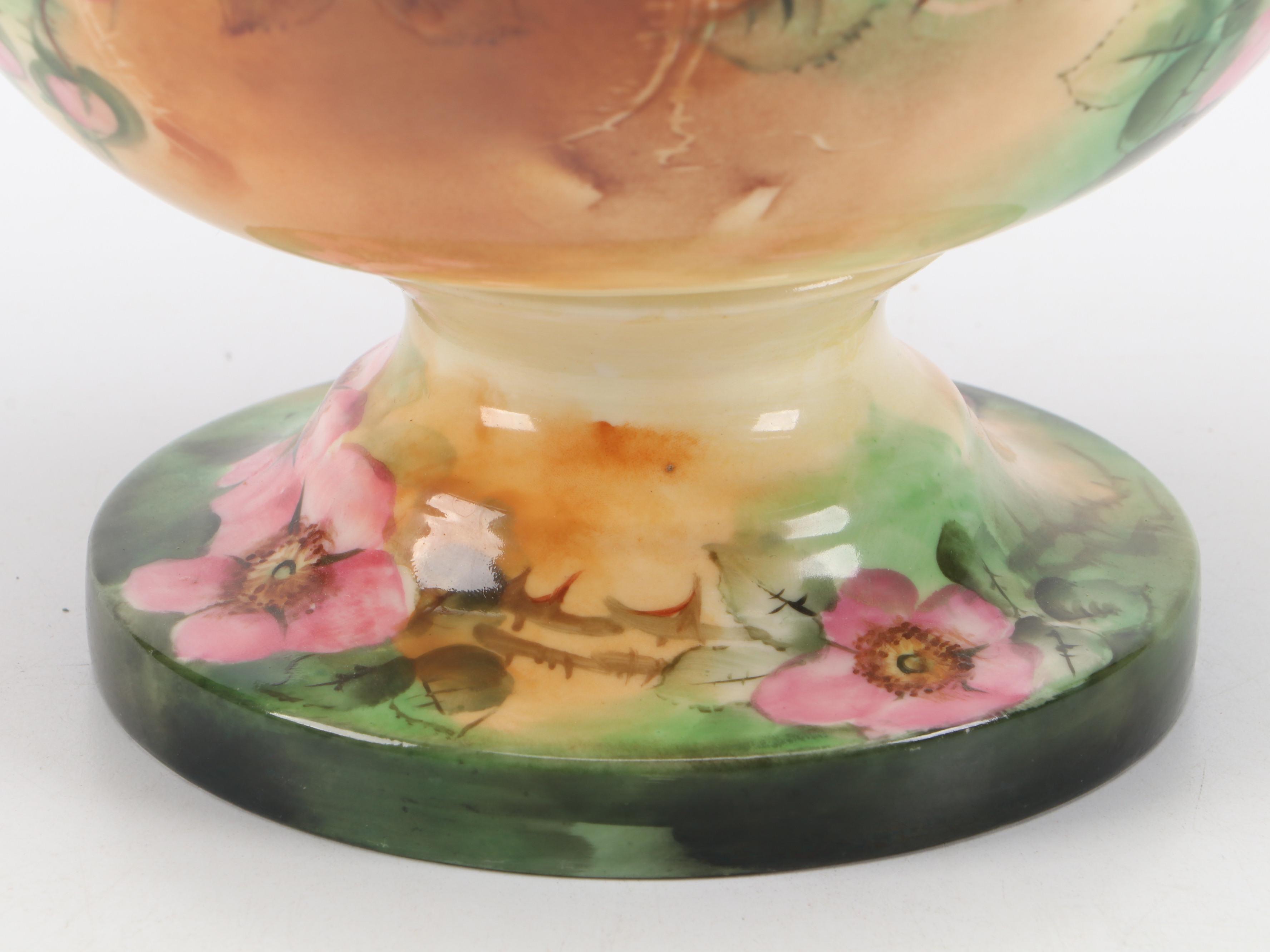 Willets Mfg. Co. Gilt Hand-Painted Floral Porcelain Urn, Late 19th-Early 20th C.