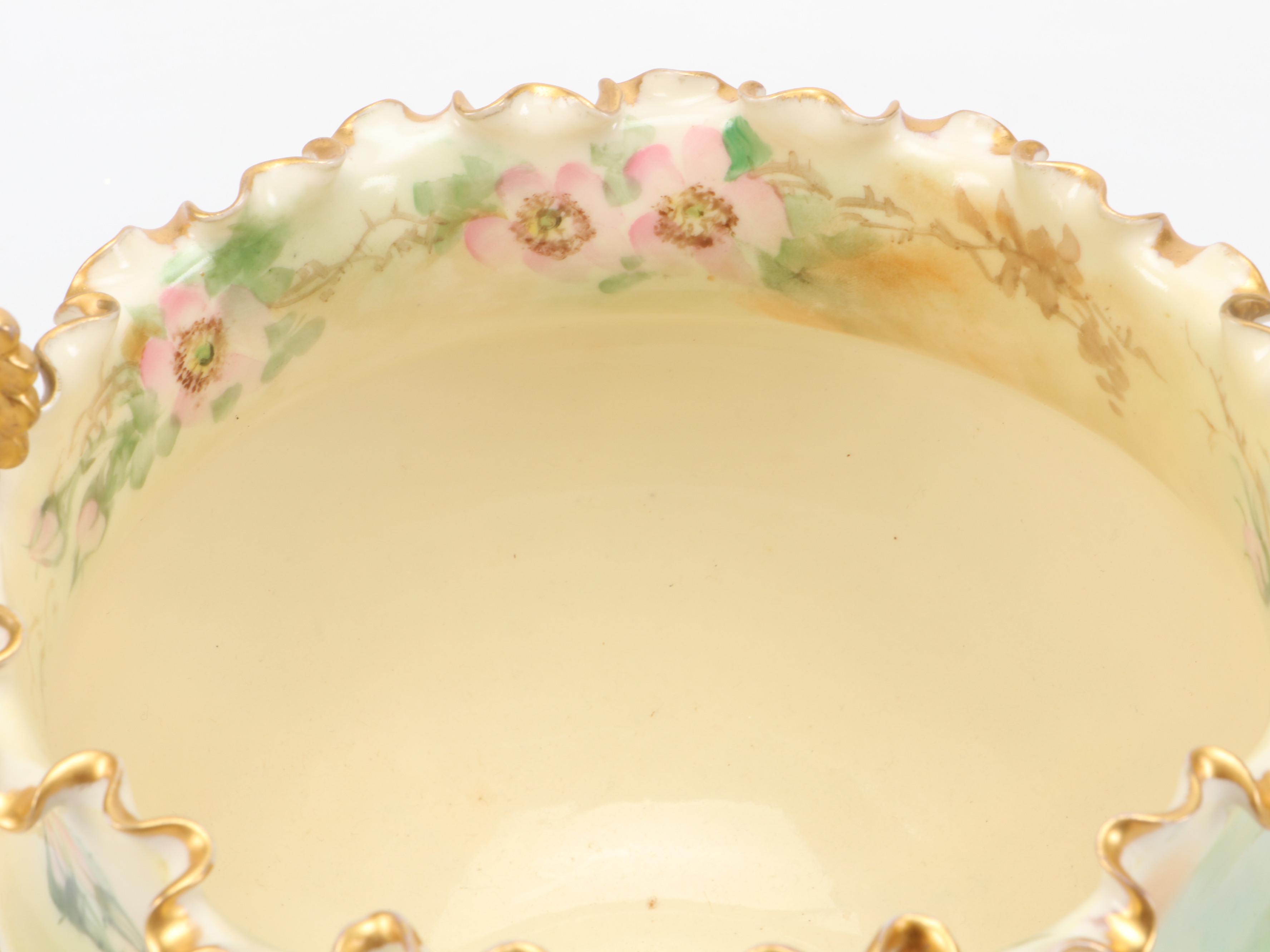 Willets Mfg. Co. Gilt Hand-Painted Floral Porcelain Urn, Late 19th-Early 20th C.