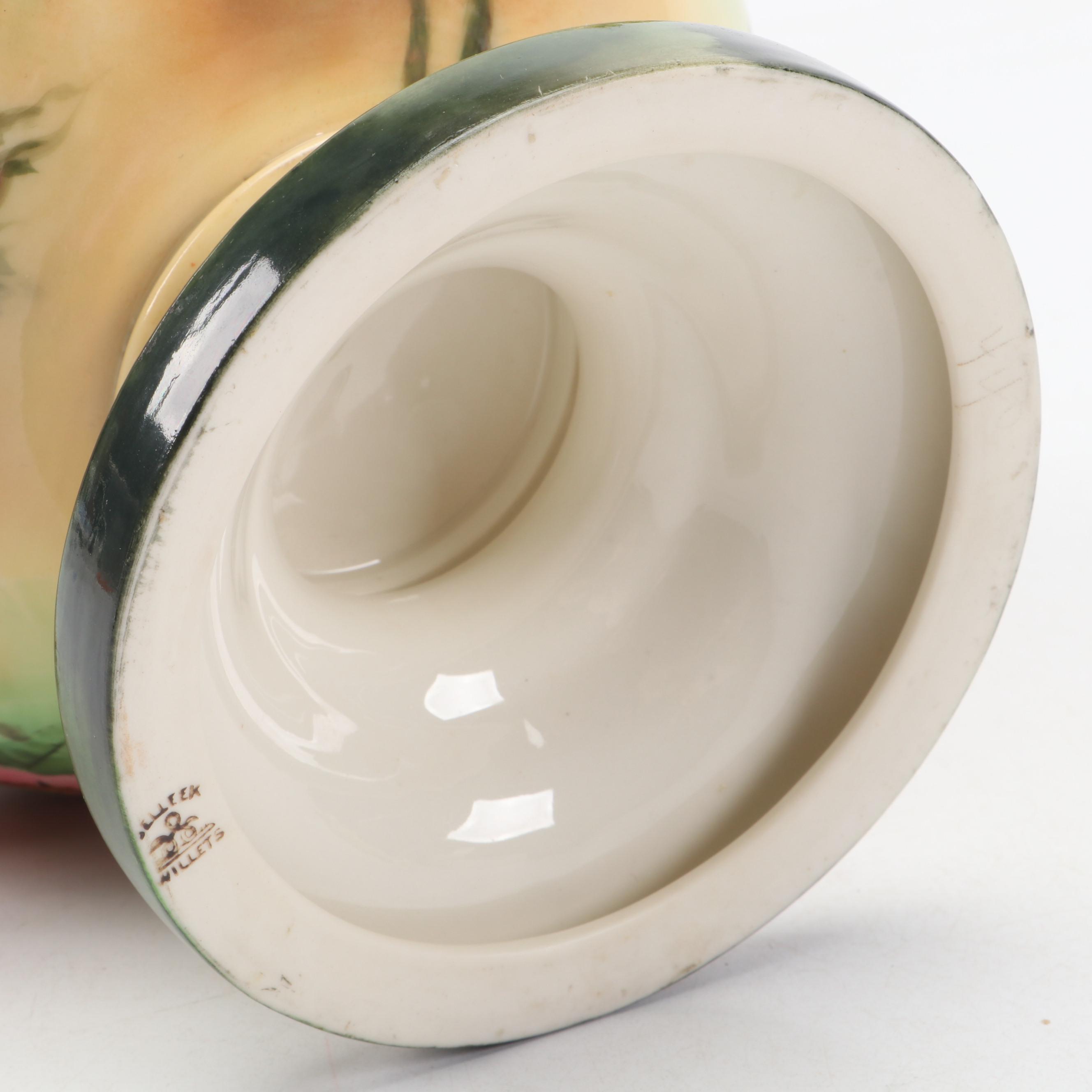 Willets Mfg. Co. Gilt Hand-Painted Floral Porcelain Urn, Late 19th-Early 20th C.